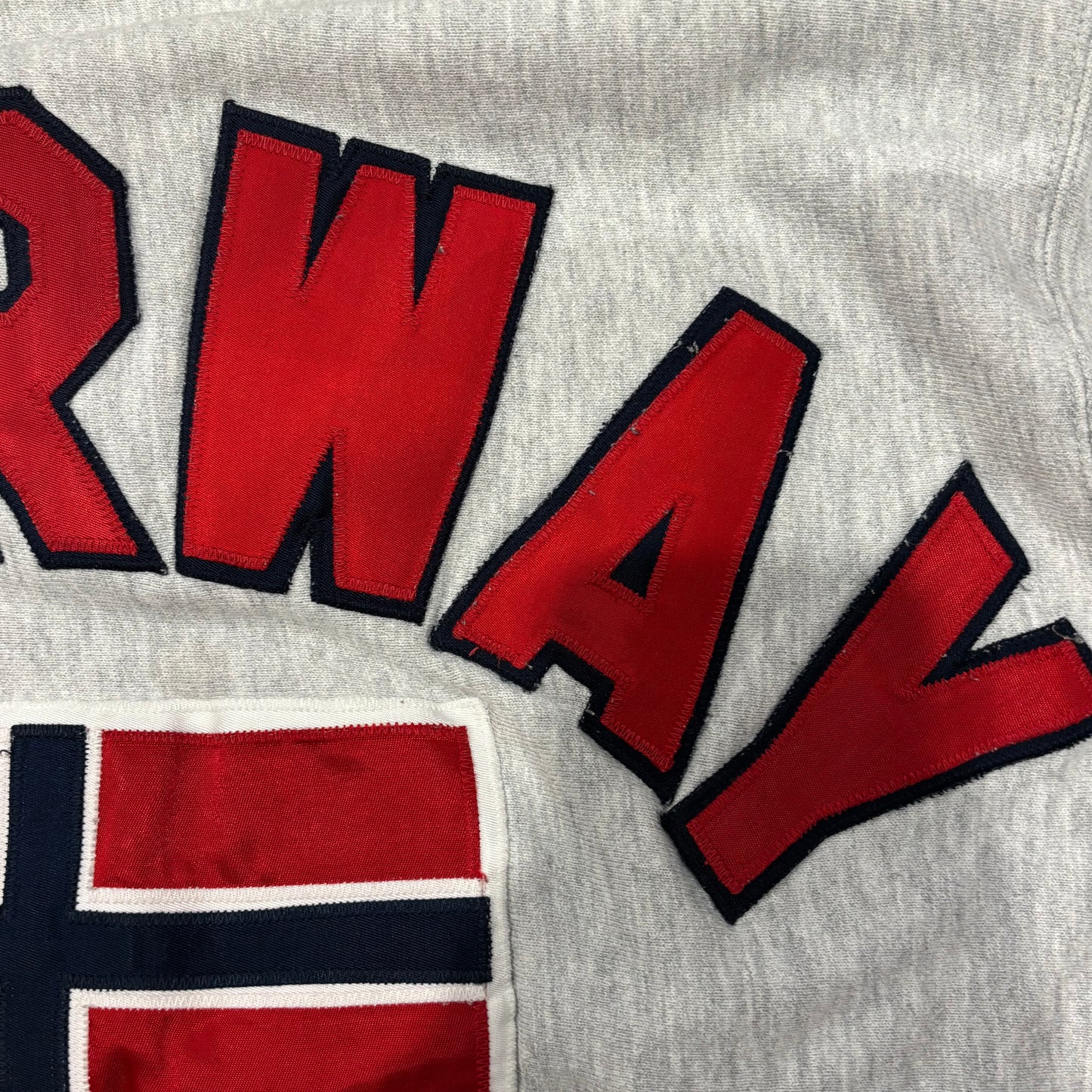 80's Champion "NORWAY" ワッペン リバースウィーブ スウェット 白 (XL)A2534S-SO