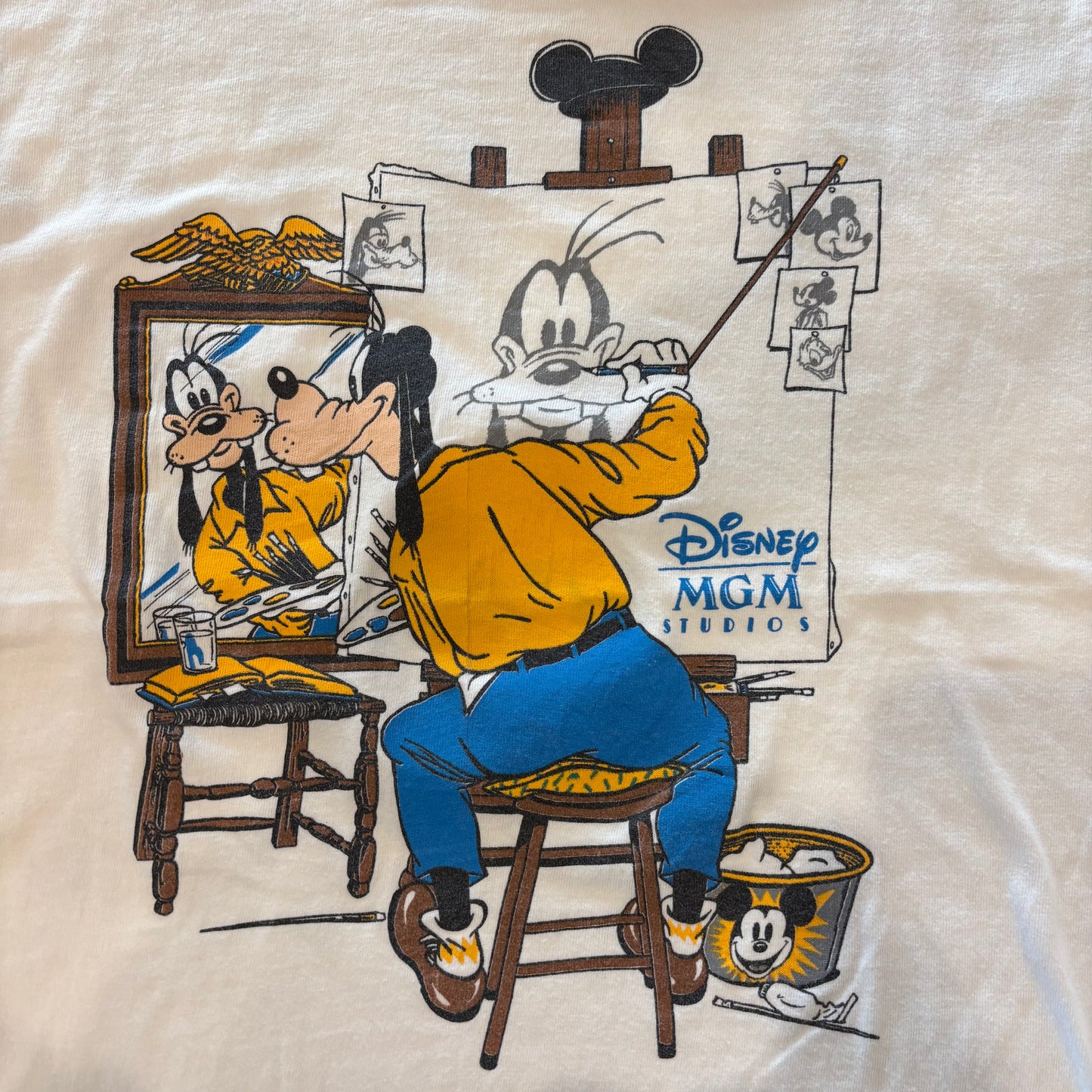 80's Disney MGM STUDIOS グーフィー Tシャツ ホワイト (M)/A3889T-SO