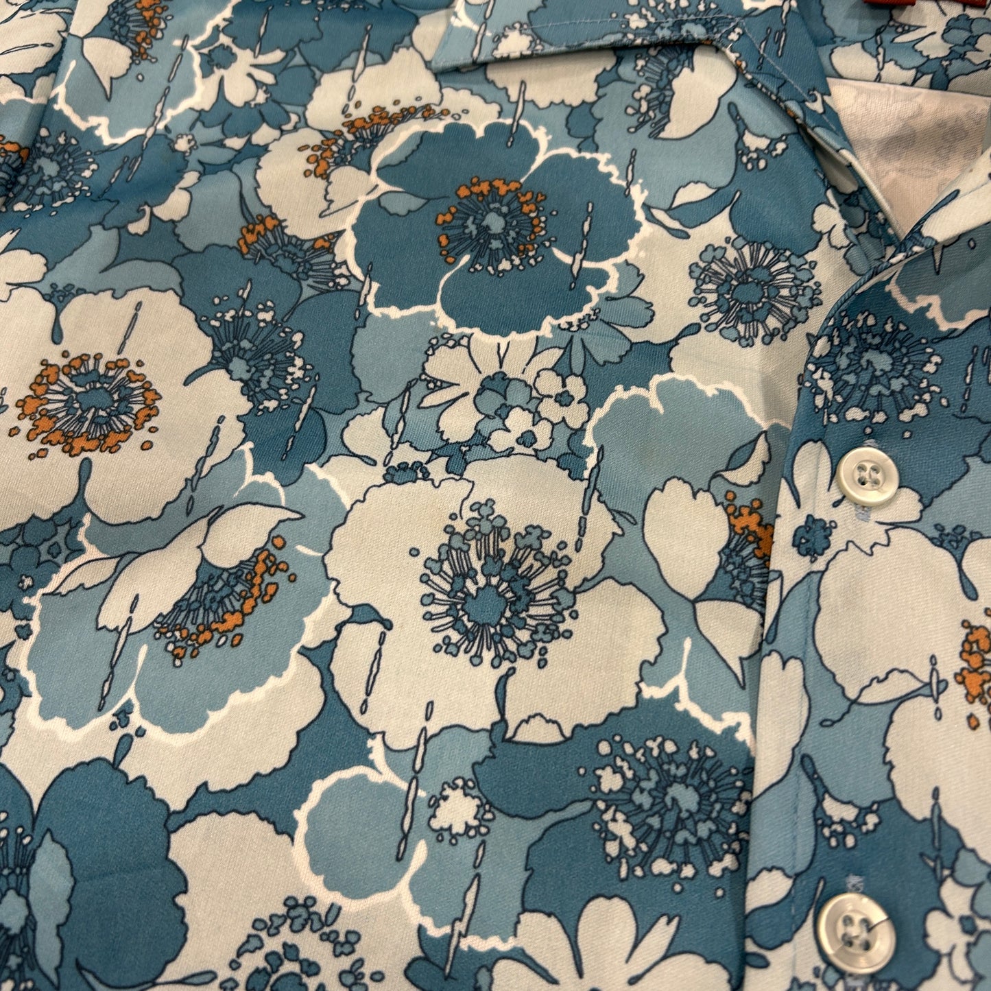 70's JC Penney The men's shop JCペニー ポリエステル シャツ 開襟 ブルー (L)/B2950SH-SO