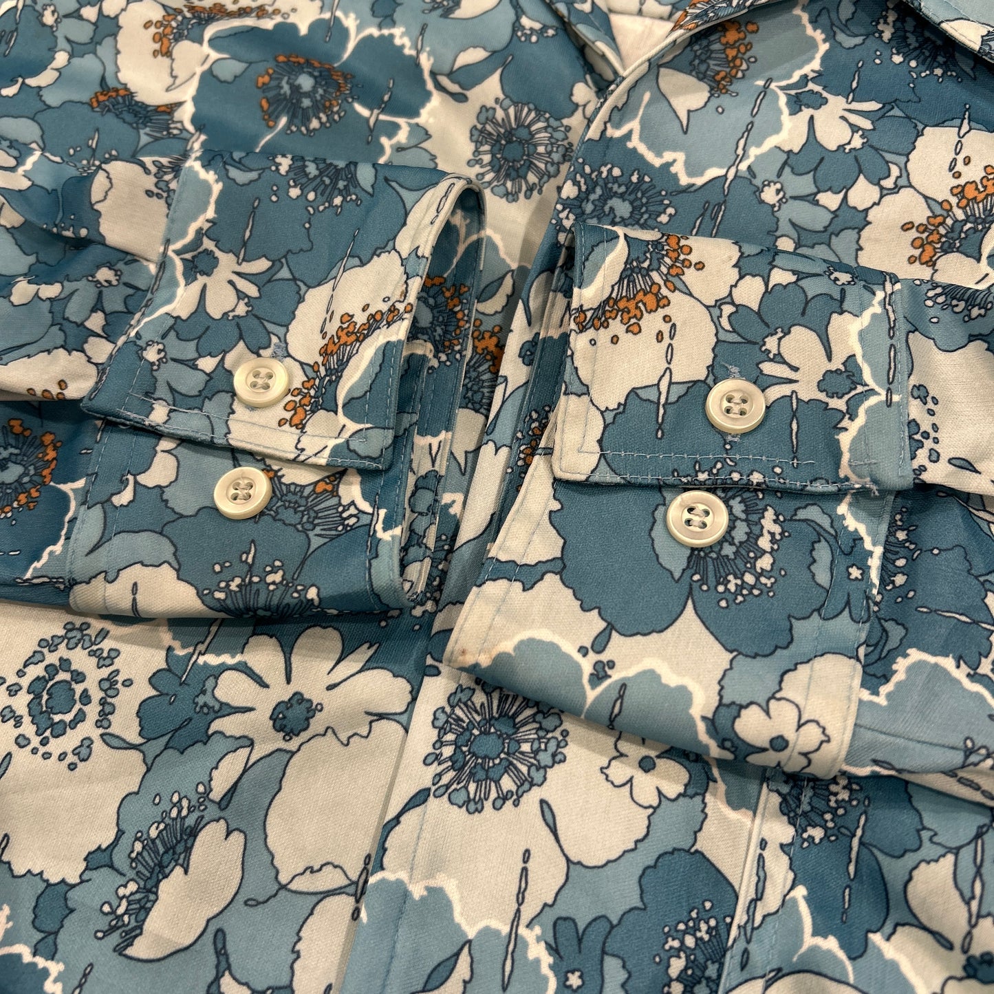 70's JC Penney The men's shop JCペニー ポリエステル シャツ 開襟 ブルー (L)/B2950SH-SO