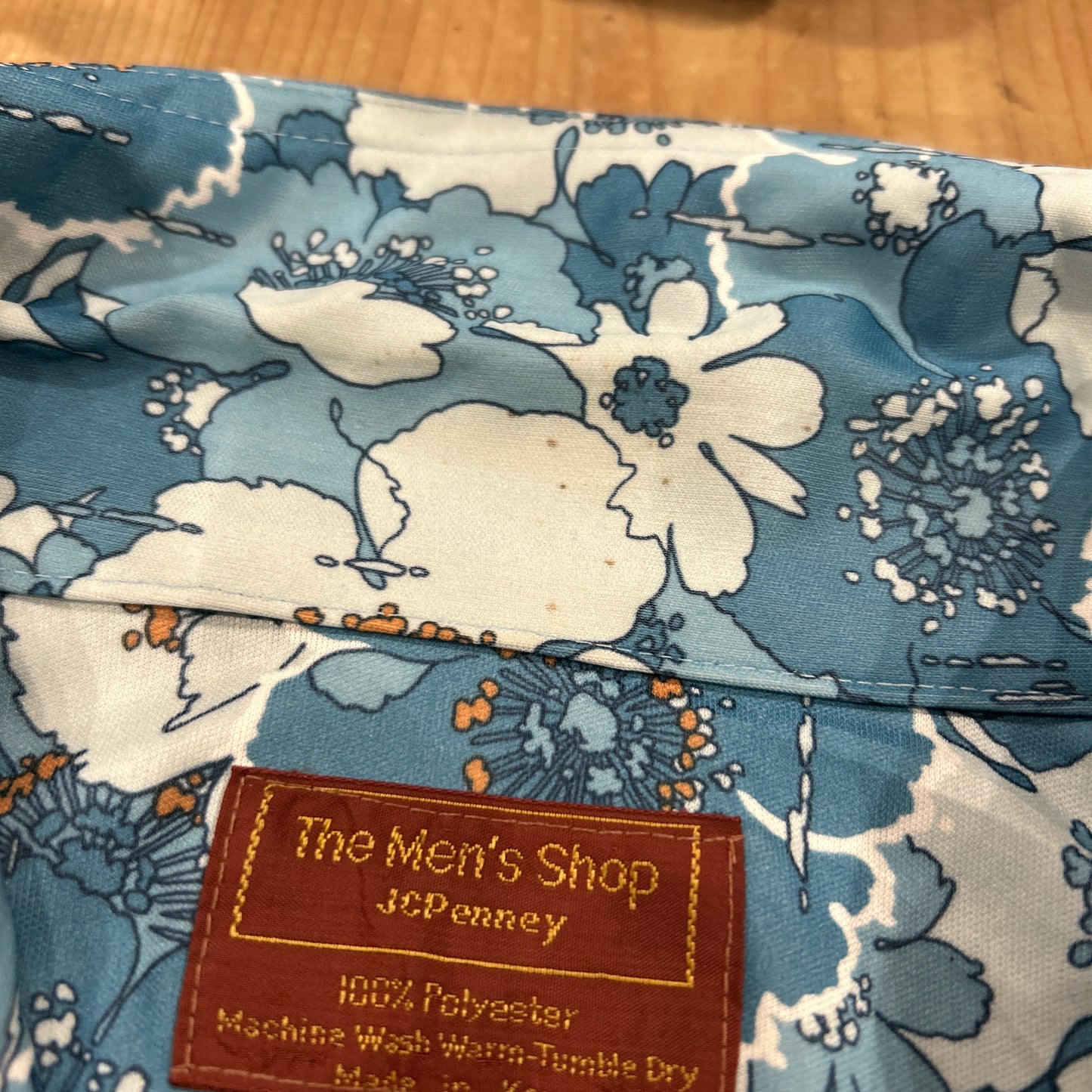 70's JC Penney The men's shop JCペニー ポリエステル シャツ 開襟 ブルー (L)/B2950SH-SO