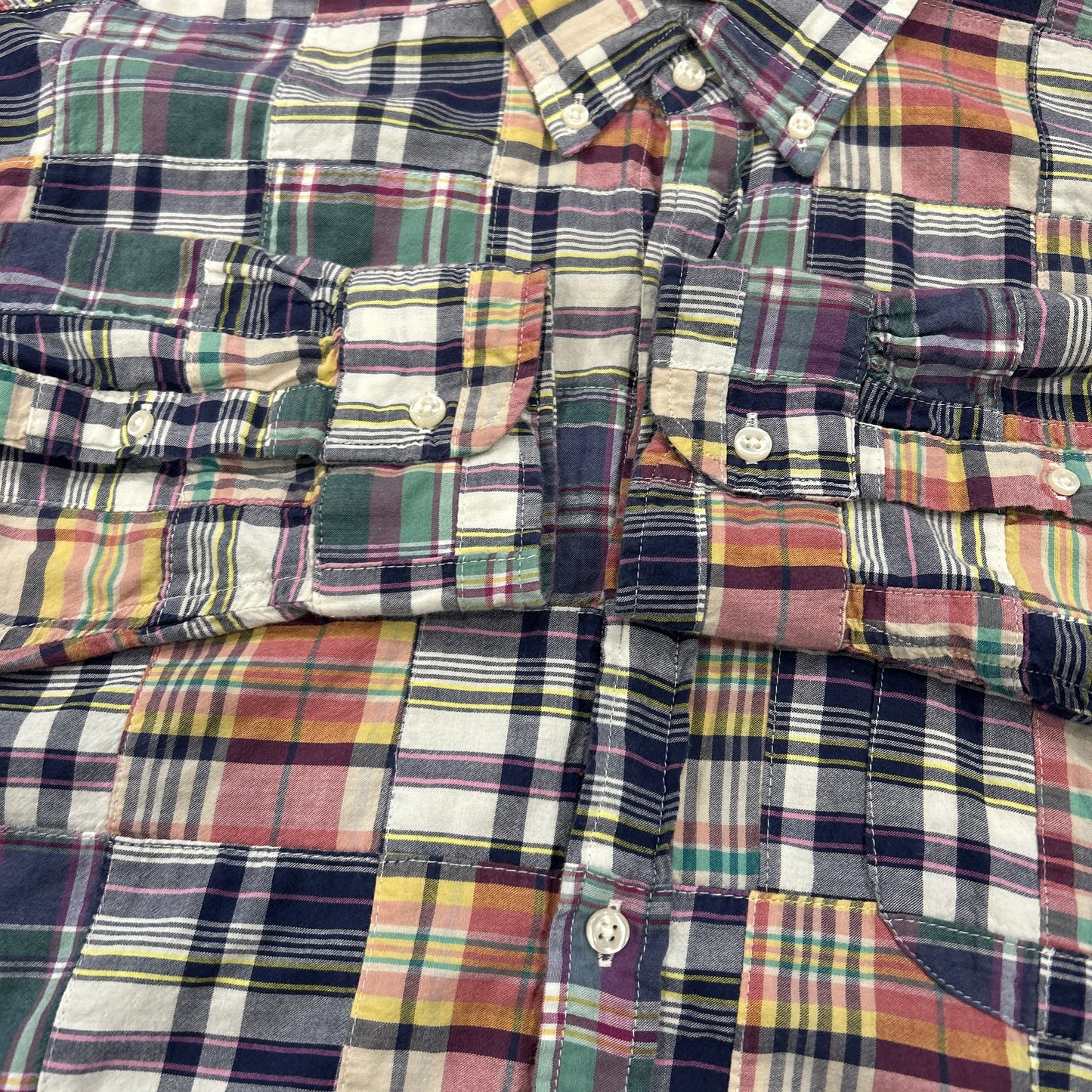 00's J.CREW ”RELAXED FIT" check shirt パッチワーク チェックシャツ (XL)/A7949SH-SO
