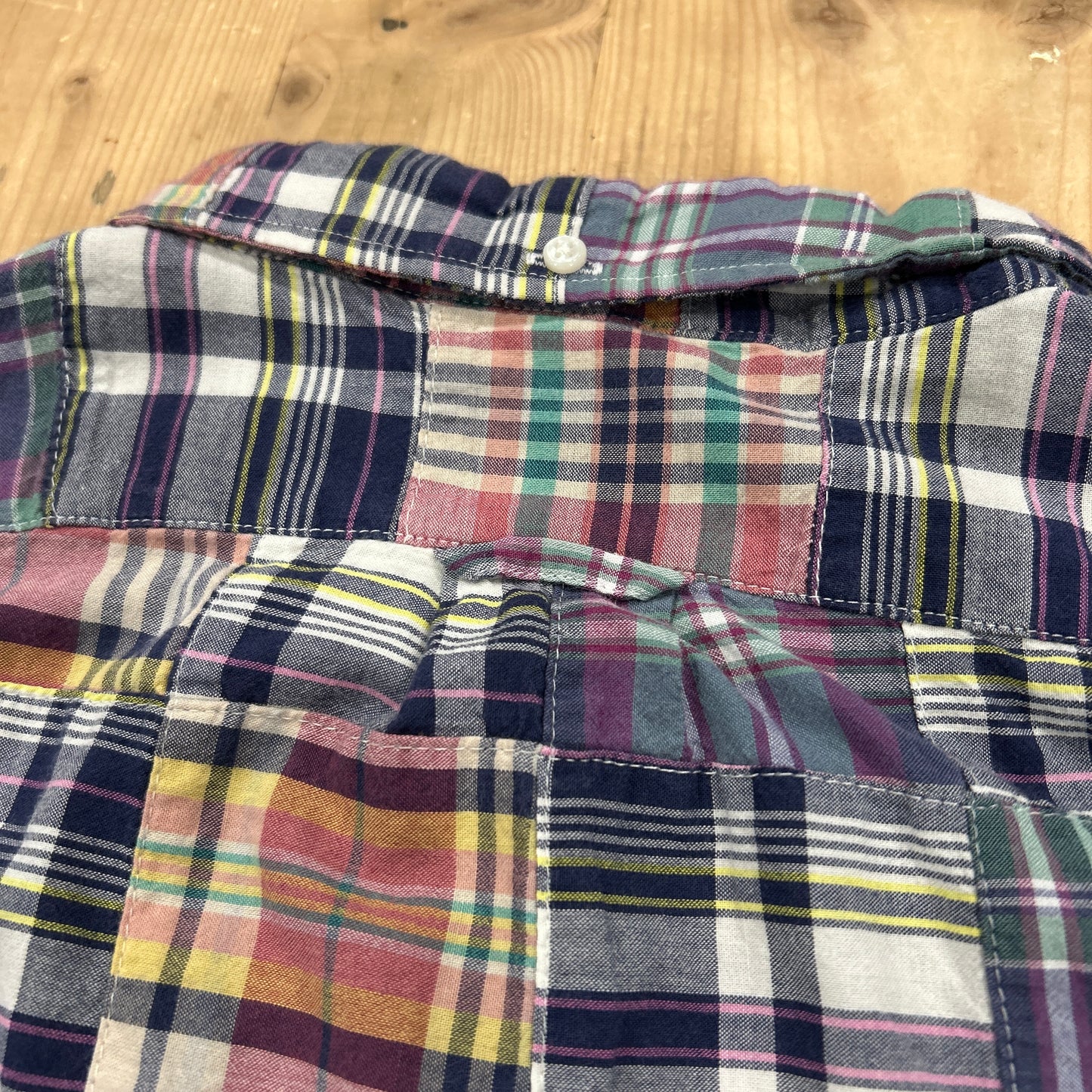 00's J.CREW ”RELAXED FIT" check shirt パッチワーク チェックシャツ (XL)/A7949SH-SO