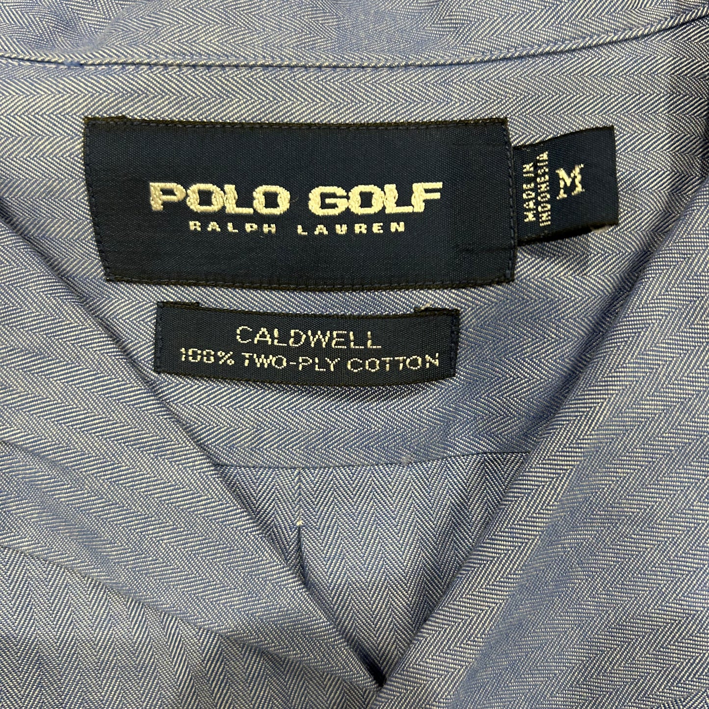 90's POLO GOLF ラルフローレン CALDWELL オープンカラーシャツ ヘリンボーン (M)/A3007SH-SO