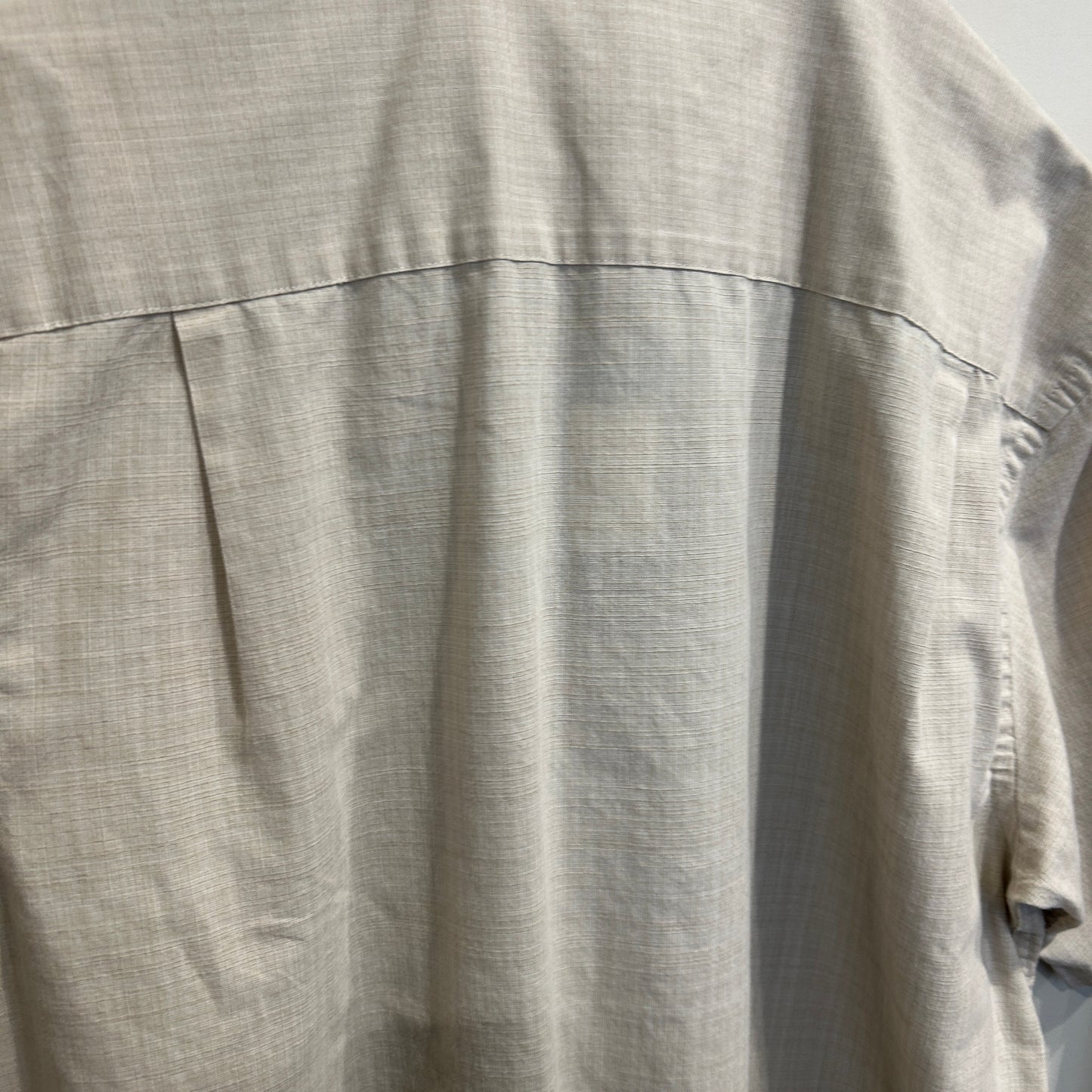 00's Van Heusen ストライプシャツ 2トーン 半袖シャツ グレー/ベージュ (M)/C0985S-SO