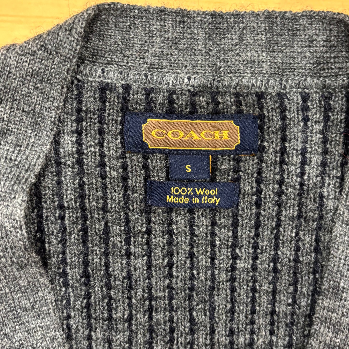 00's COACH 100%ウールベスト ストライプ ネイビー/グレー(S)/B3099V-SO