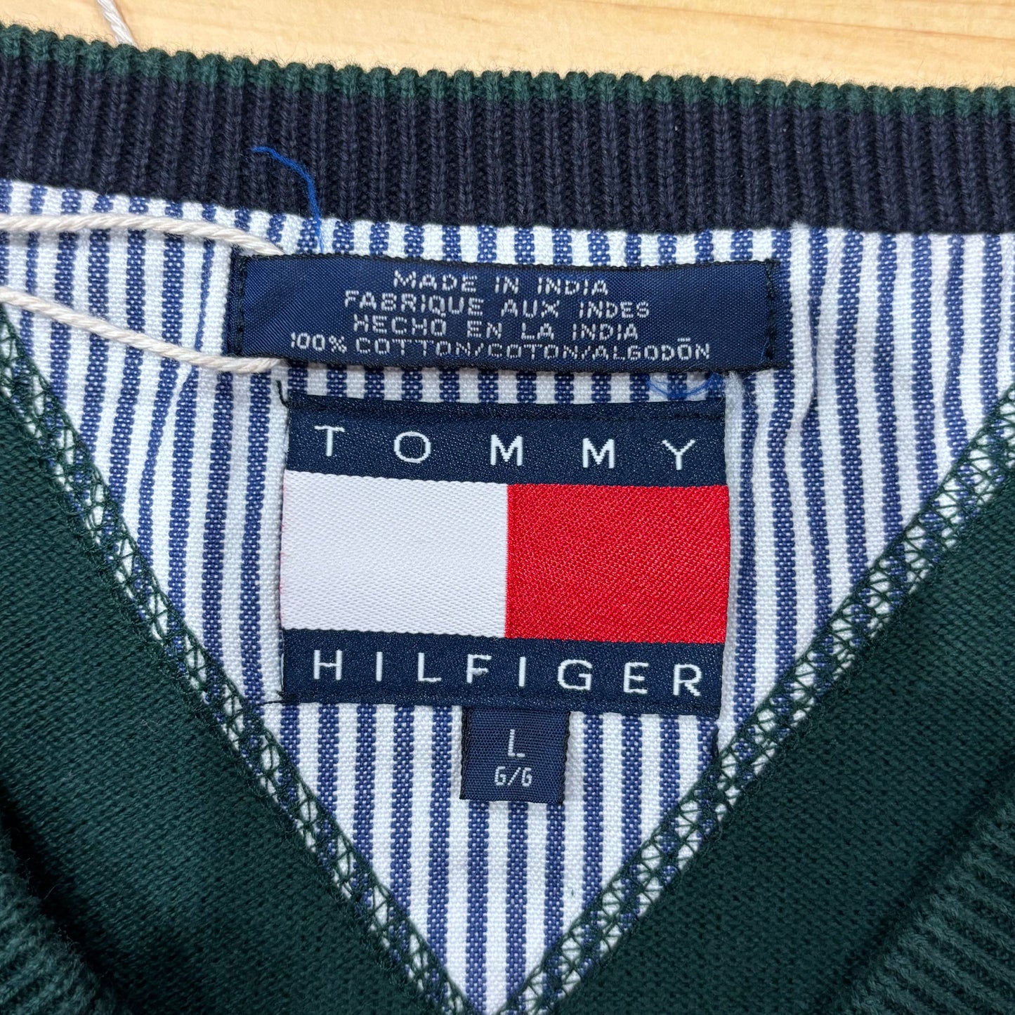 00's Tommy Hilfiger トミーヒルフィガー ベスト 緑 (L)/B2347V-SO