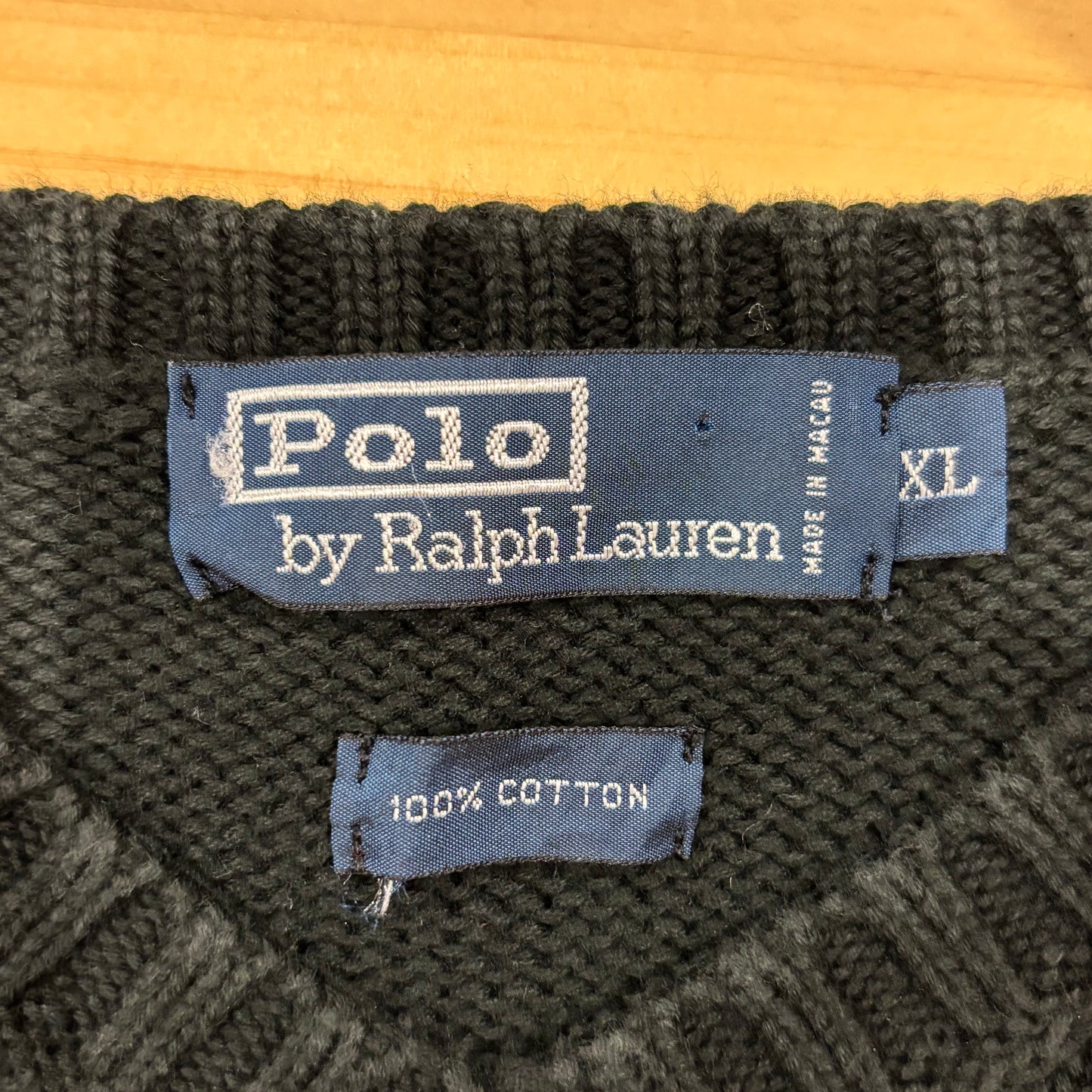00's Polo by Ralph Lauren ラルフローレン ニットベスト 黒 (XL)/B2271V-SO