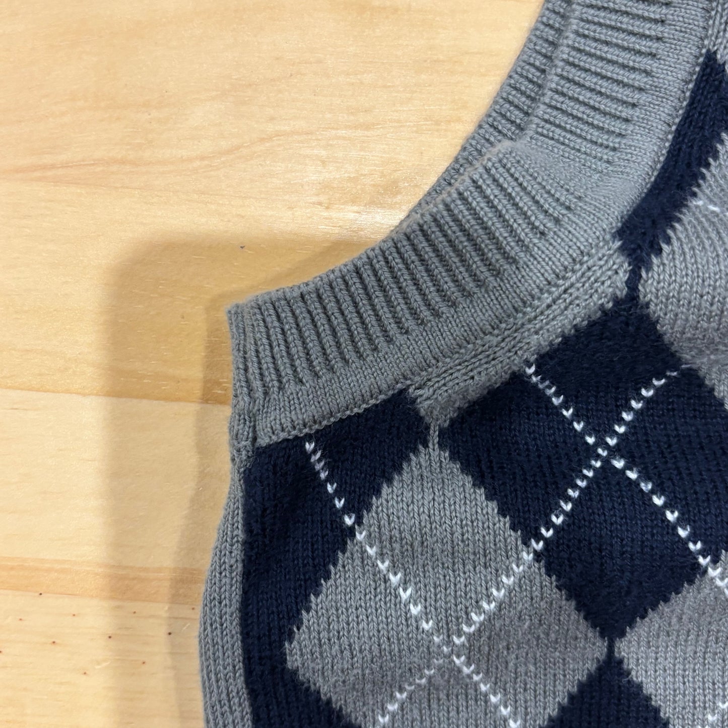 00's Lacoste ラコステ フロントアーガイル ニットベスト 青水色灰 (XL)/B2349V-SO