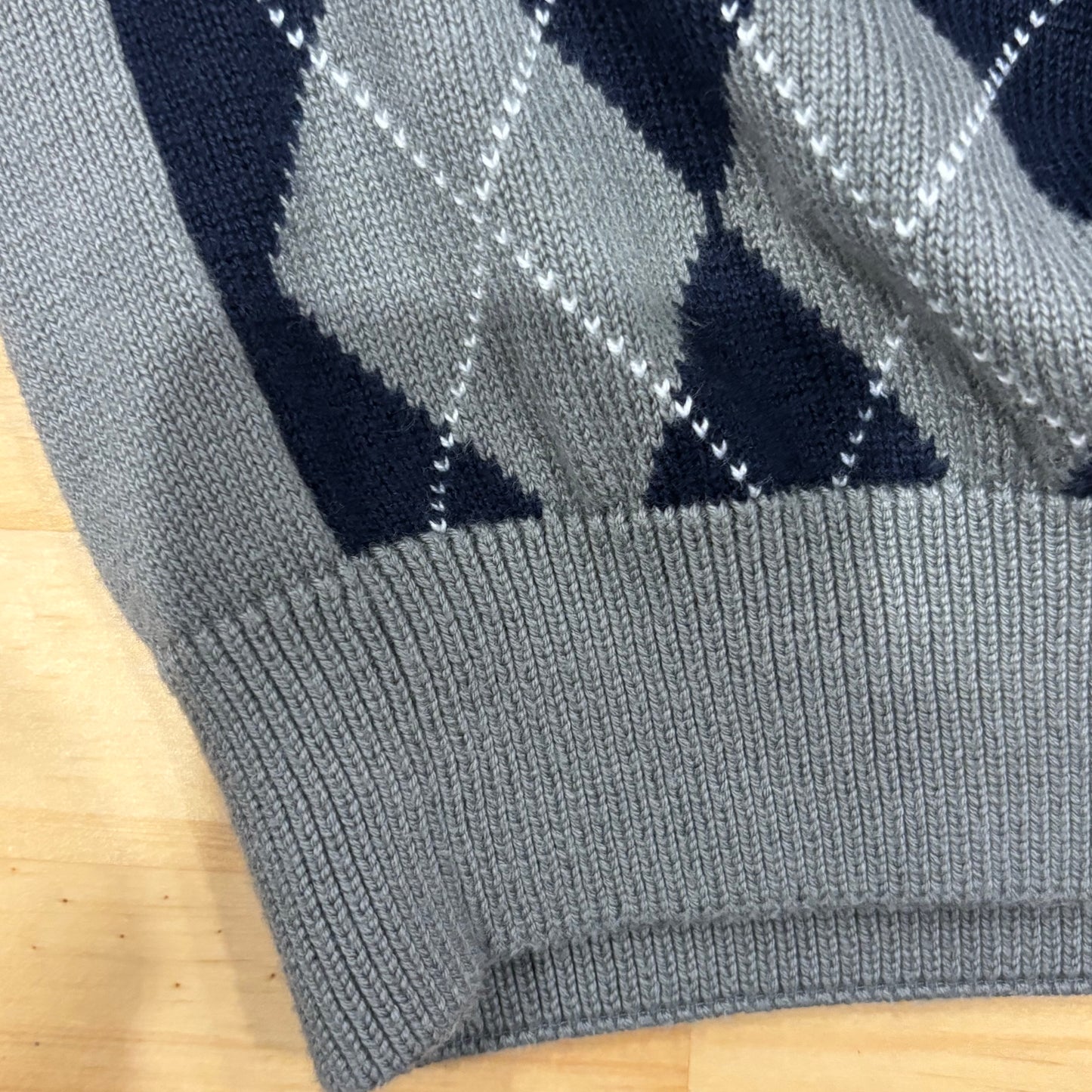 00's Lacoste ラコステ フロントアーガイル ニットベスト 青水色灰 (XL)/B2349V-SO