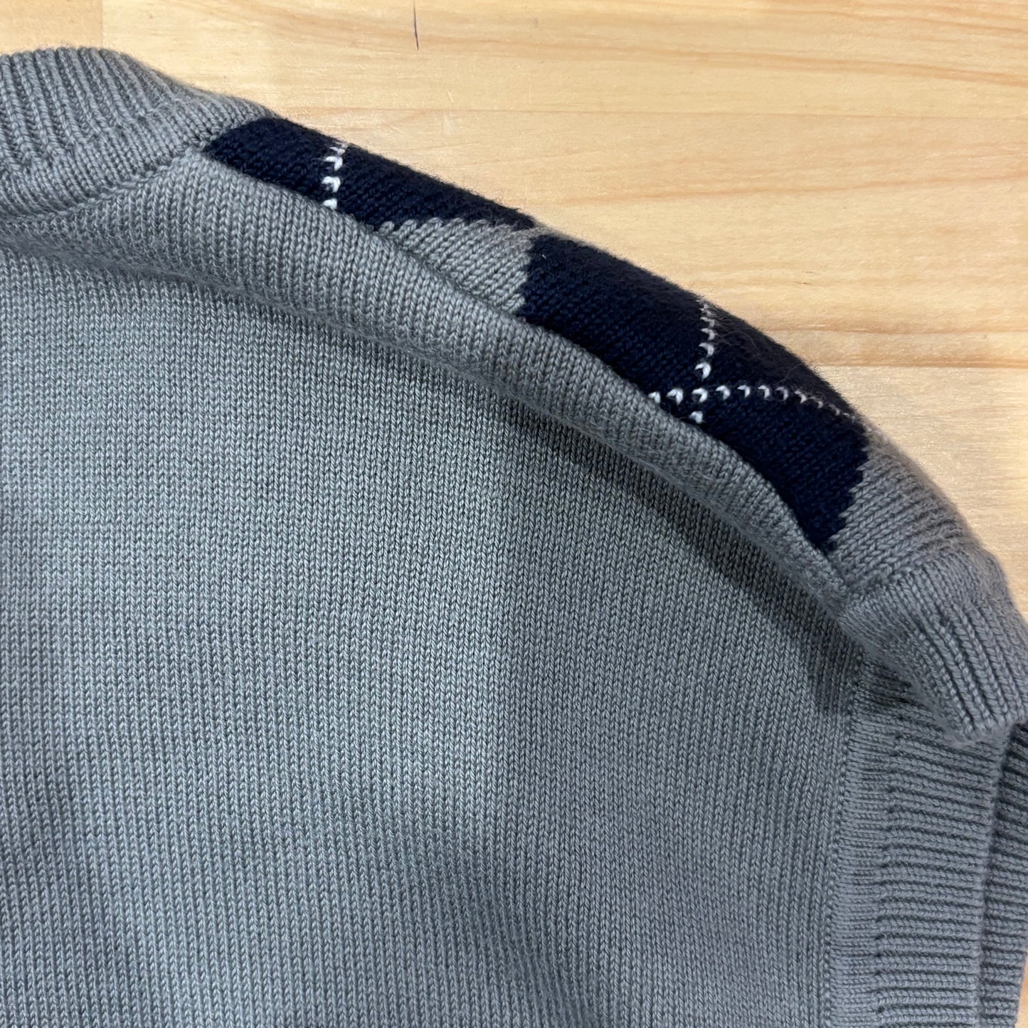 00's Lacoste ラコステ フロントアーガイル ニットベスト 青水色灰 (XL)/B2349V-SO