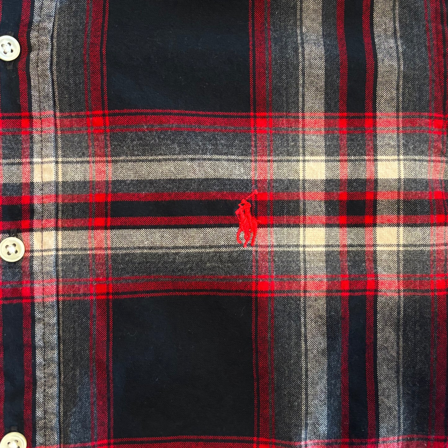 90's Ralph Lauren classic FIT cotton shirt 赤黒白 (M)/A6339S-SO