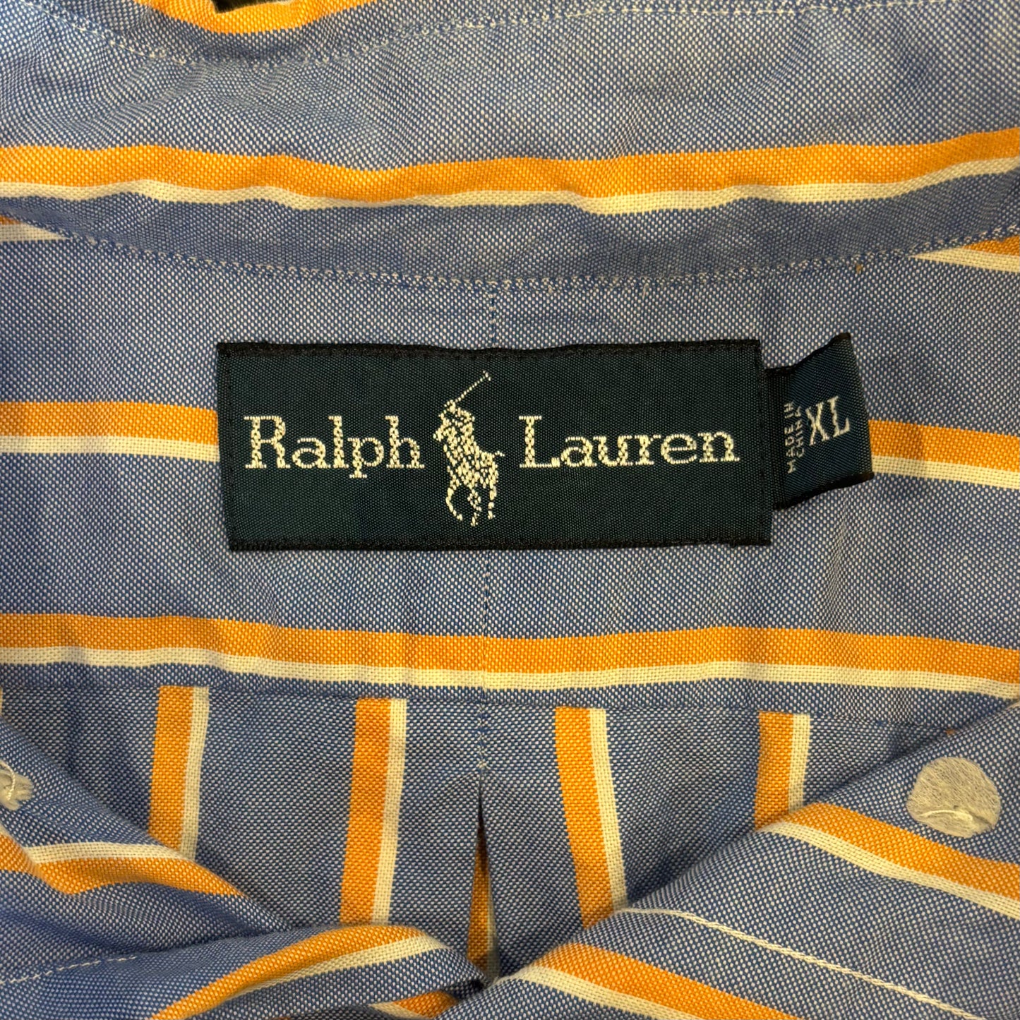 00's Ralph Lauren stripe shirt 橙青白 (XL)/A6340S-SO