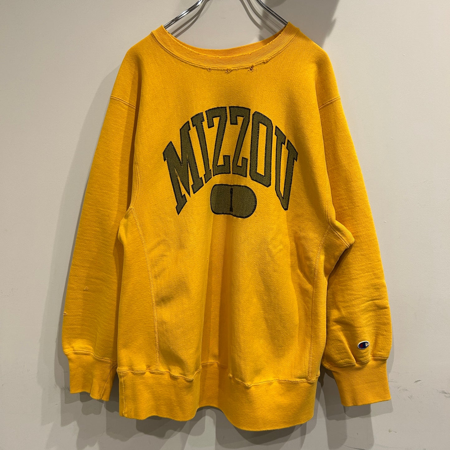 80's Champion Reverse Weave リバースウィーブ MIZZOU 黄色(XL)/A8624