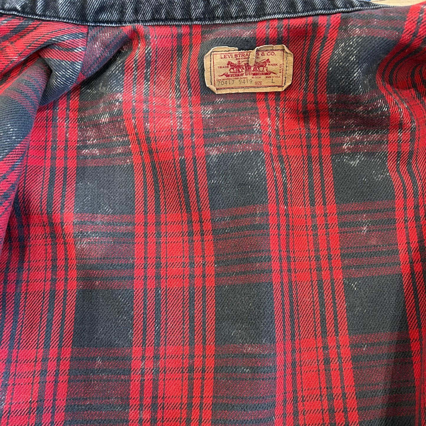 80's Levi's 70417-9419 デニムジャケット トラッカージャケット 裏チェック ブラック(L)A5995O-SO