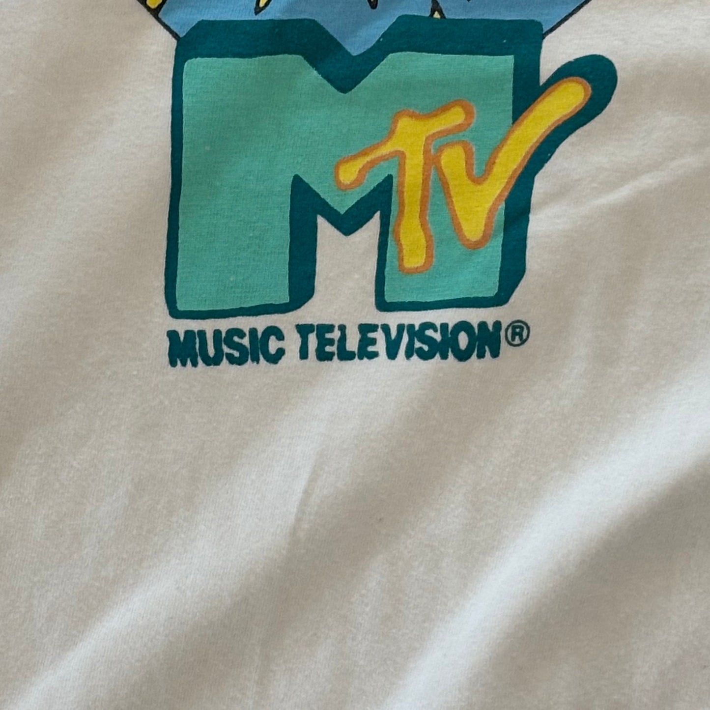 90's HANES Beach MTV 太陽T-shirt 白(XL)/A3831T-SO