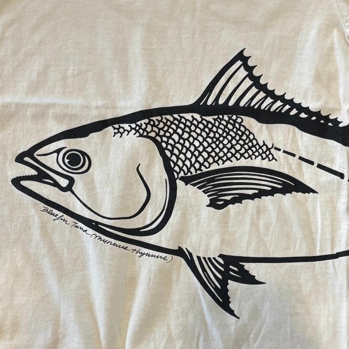 90's ONETIA EAST ENDER マグロ アートTシャツ 白(XL)/A4413T-SO