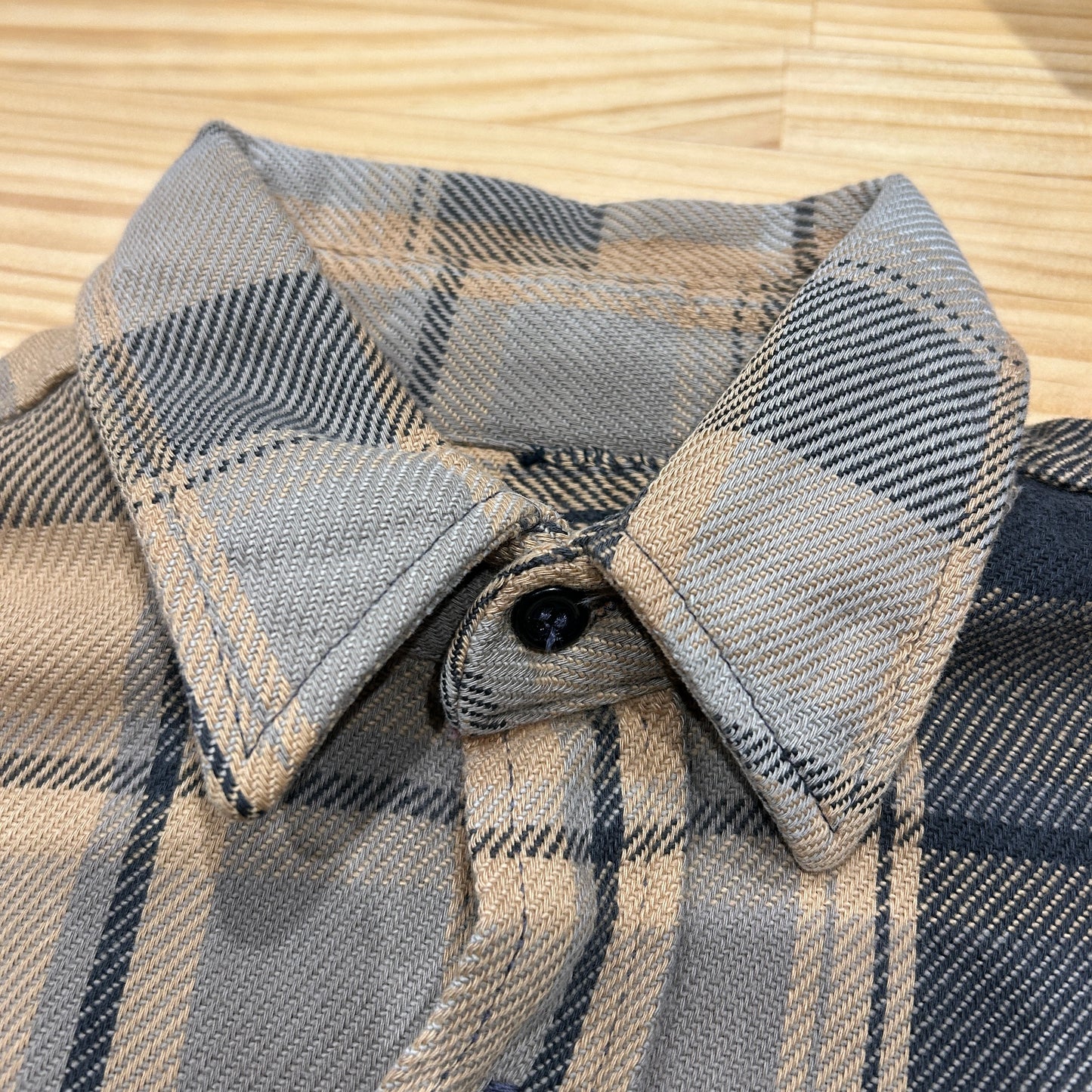 80's FIVE BROTHER flannel shirt ファイブブラザー ネルシャツ ベージュ 黒 (L)/B3085SH-SO