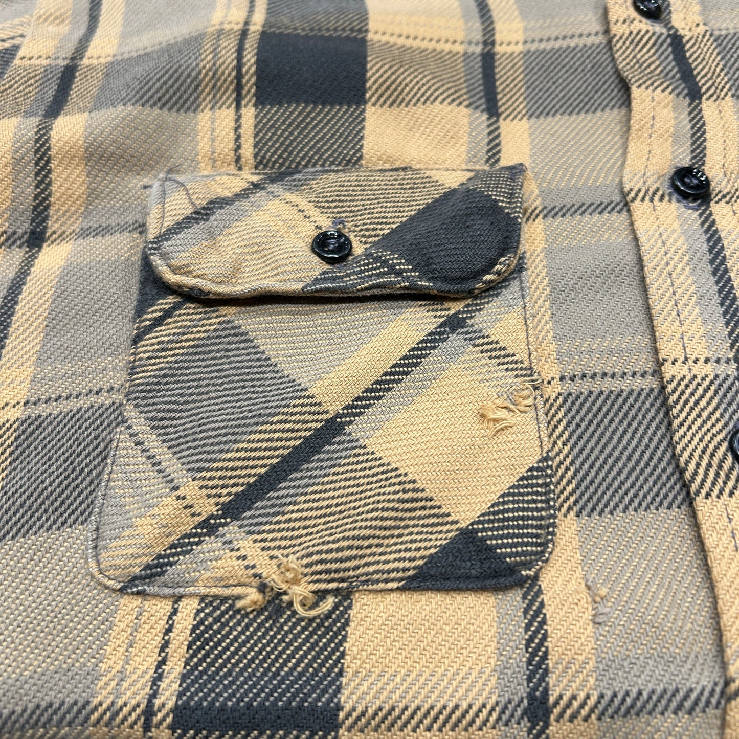 80's FIVE BROTHER flannel shirt ファイブブラザー ネルシャツ ベージュ 黒 (L)/B3085SH-SO