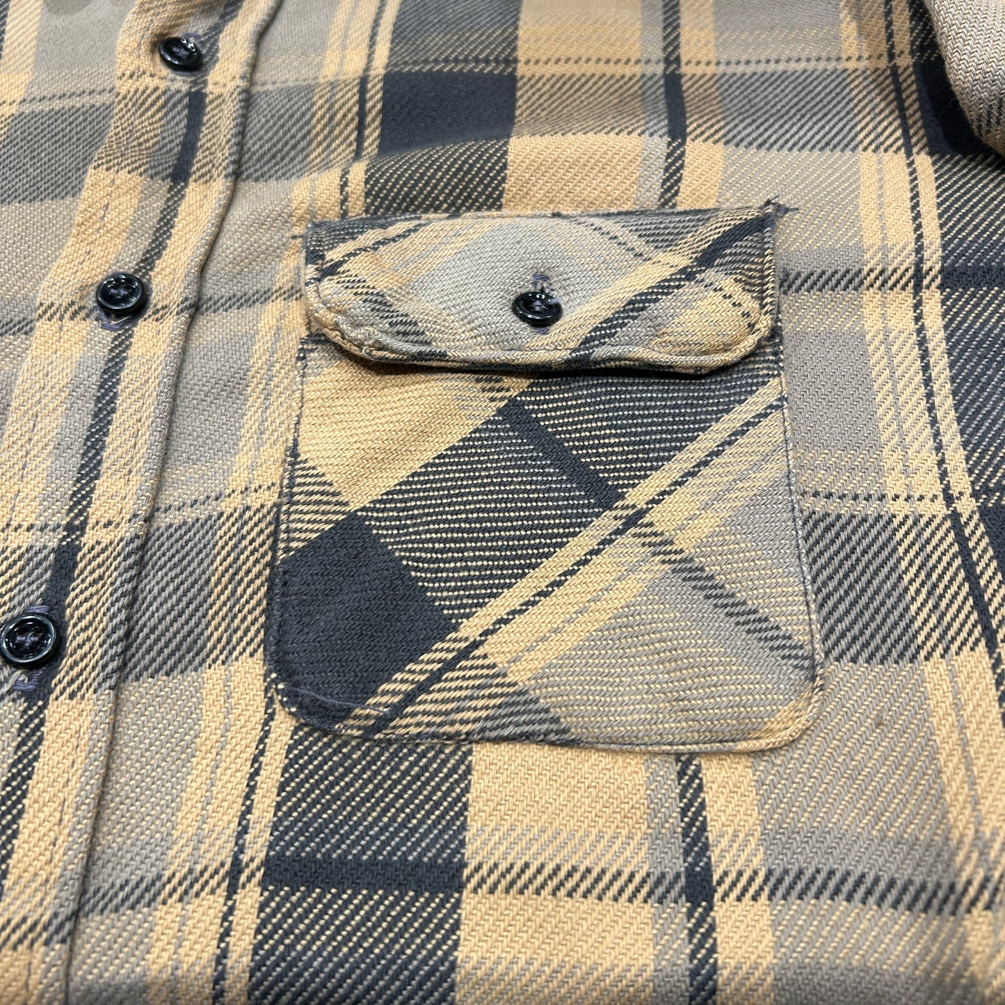 80's FIVE BROTHER flannel shirt ファイブブラザー ネルシャツ ベージュ 黒 (L)/B3085SH-SO