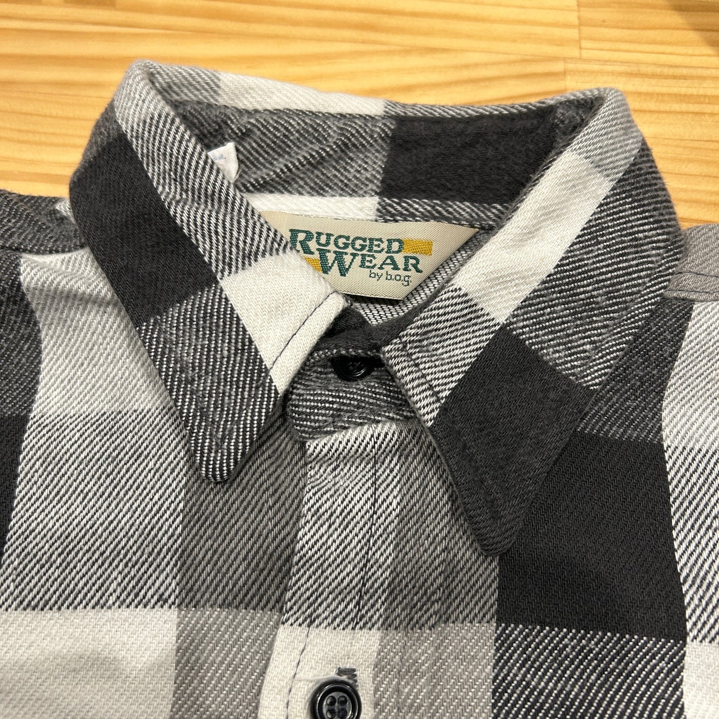 80's ~ RUGGED WEAR flannel shirt ネルシャツ グレー ホワイト ブラック (L)/B1841SH-SO