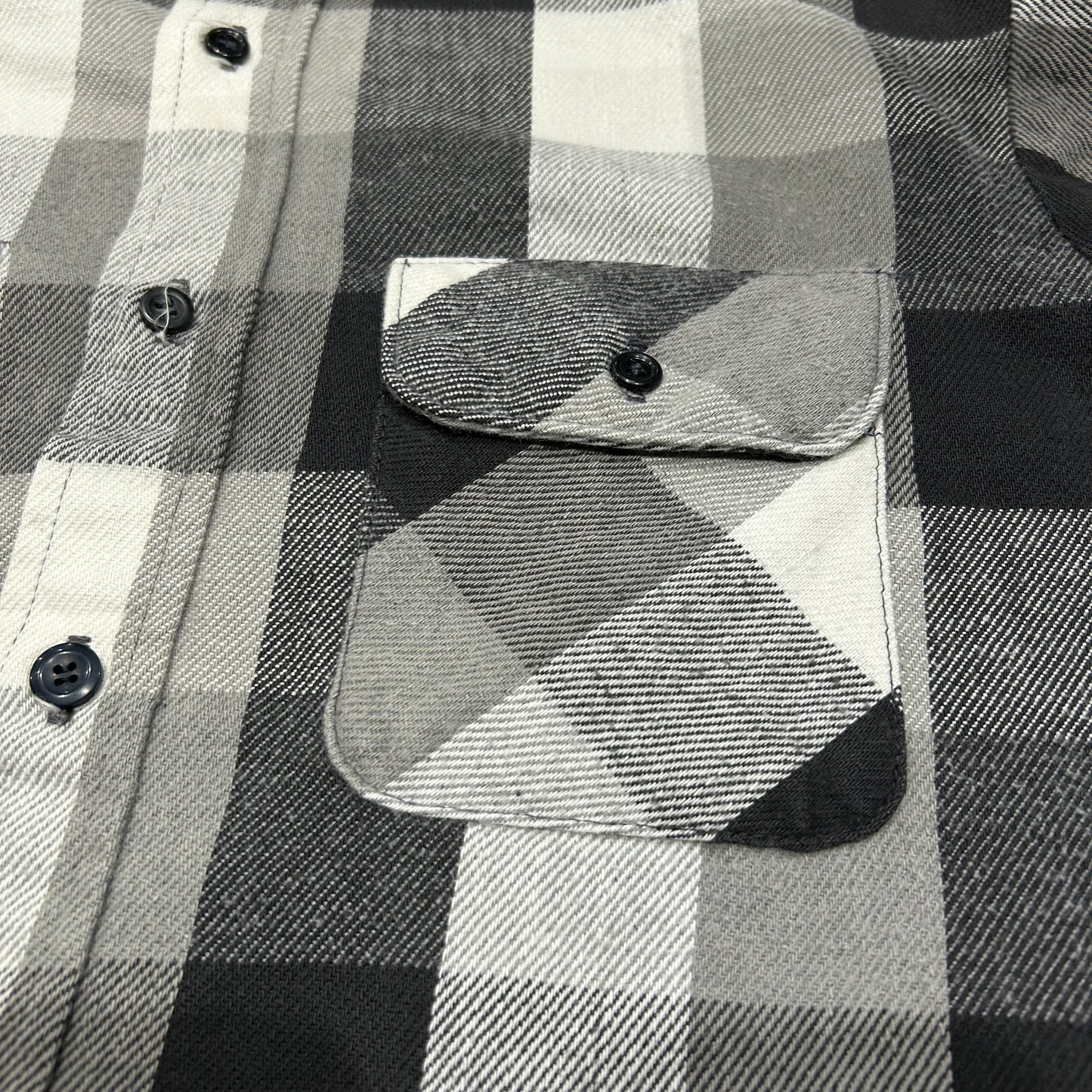 80's ~ RUGGED WEAR flannel shirt ネルシャツ グレー ホワイト ブラック (L)/B1841SH-SO
