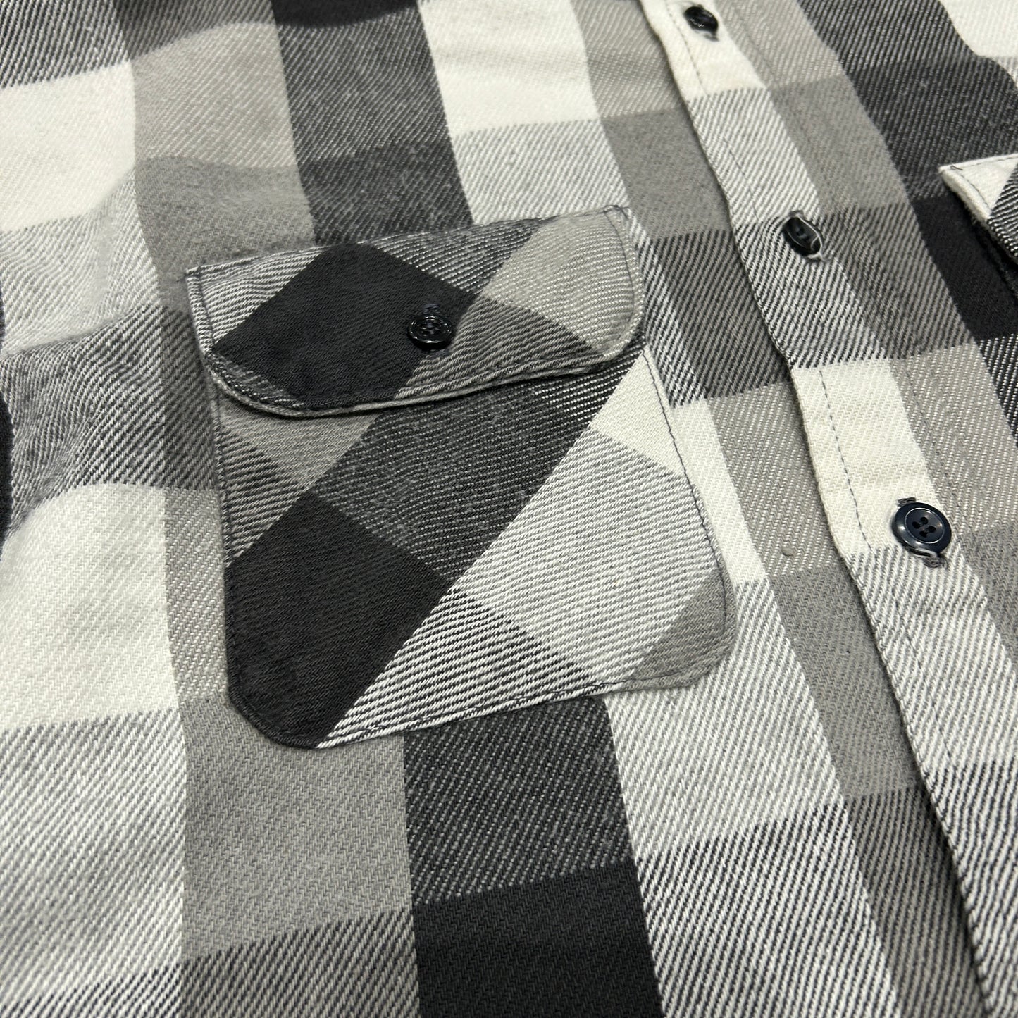 80's ~ RUGGED WEAR flannel shirt ネルシャツ グレー ホワイト ブラック (L)/B1841SH-SO