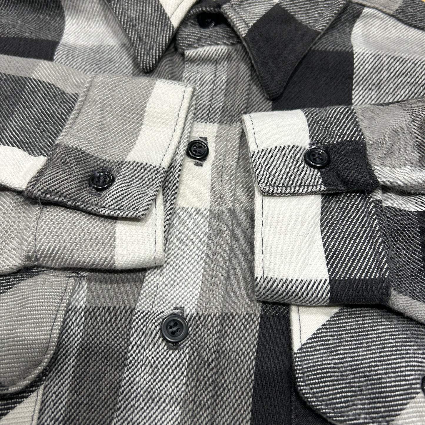 80's ~ RUGGED WEAR flannel shirt ネルシャツ グレー ホワイト ブラック (L)/B1841SH-SO
