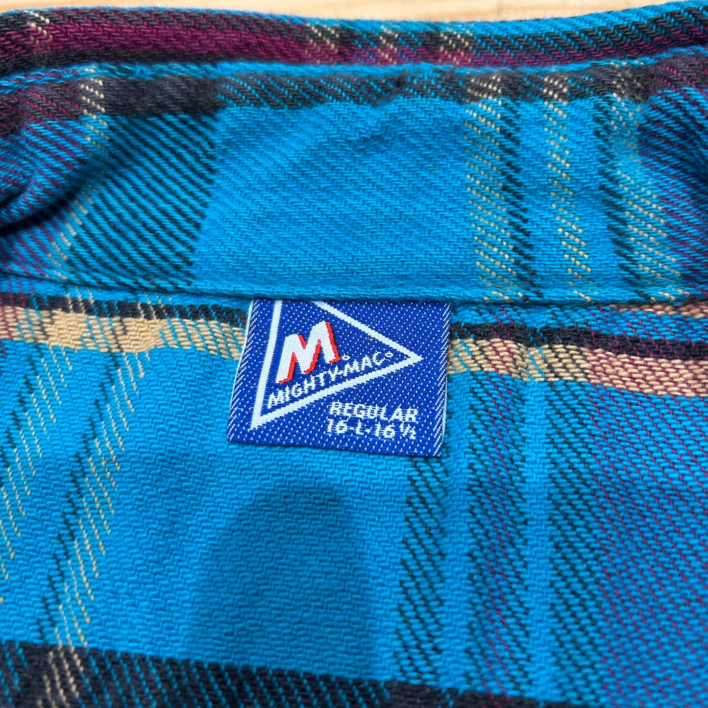 90's MIGHTY MAC flannel shirt ネルシャツ ターコイズブルー パープル (M)/A8503SH-SO