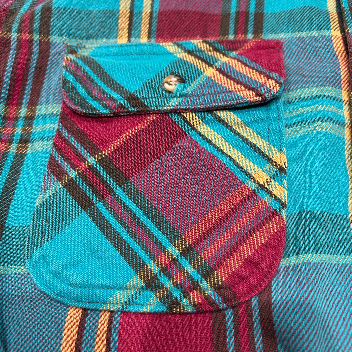 90's MIGHTY MAC flannel shirt ネルシャツ ターコイズブルー パープル (M)/A8503SH-SO