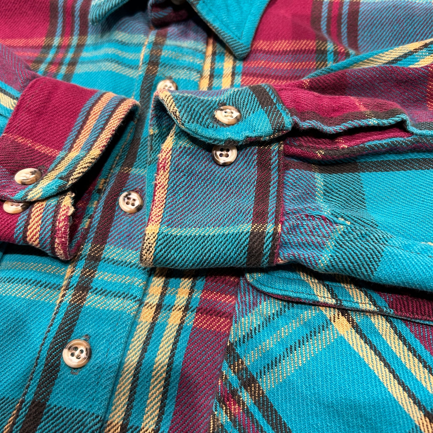 90's MIGHTY MAC flannel shirt ネルシャツ ターコイズブルー パープル (M)/A8503SH-SO