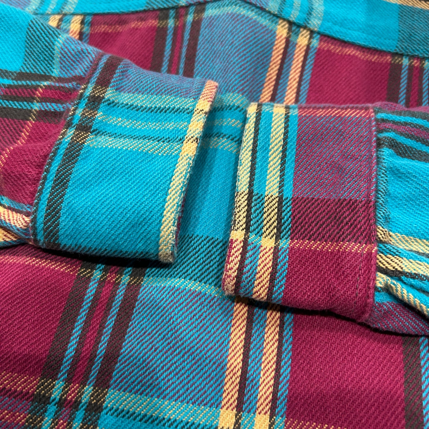 90's MIGHTY MAC flannel shirt ネルシャツ ターコイズブルー パープル (M)/A8503SH-SO
