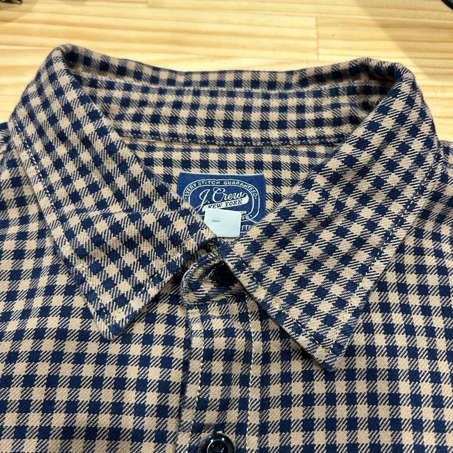00's J.CREW cotton work type shirt コットン ワーク シャツ ブラック 茶 (XL)/A8505SH-SO