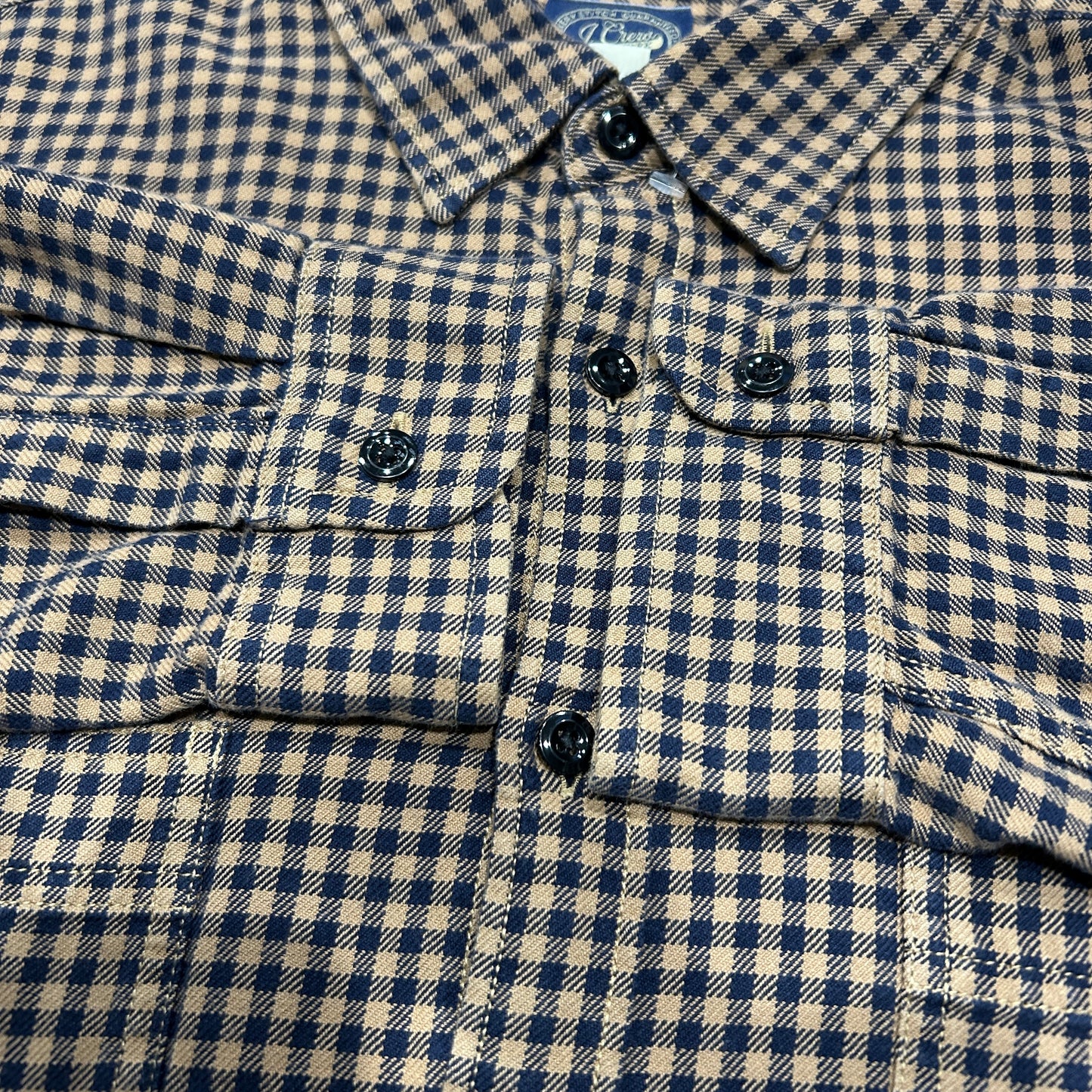 00's J.CREW cotton work type shirt コットン ワーク シャツ ブラック 茶 (XL)/A8505SH-SO