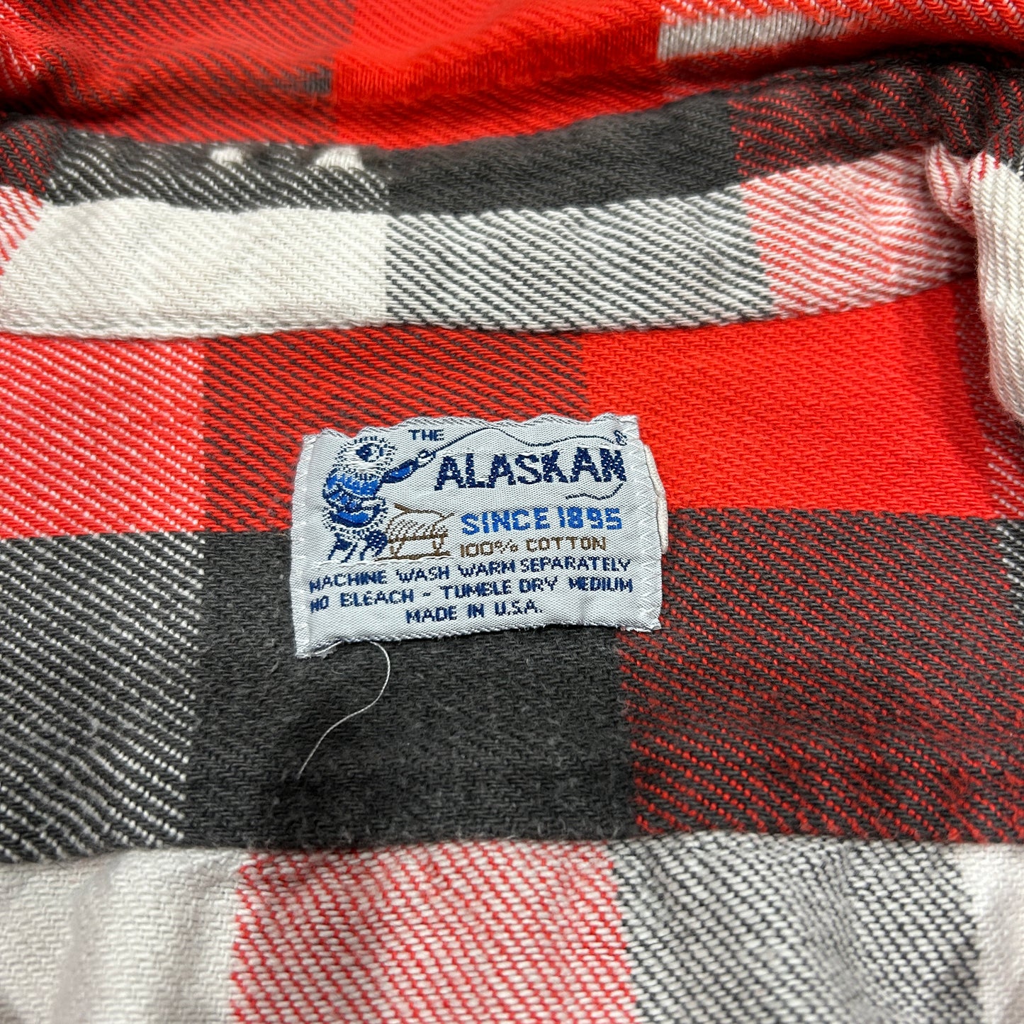 80's ALASKAN flannel shirt アラスカン ネルシャツ ブロック チェック 赤 グレー 白 (不明)/B2901SH-SO