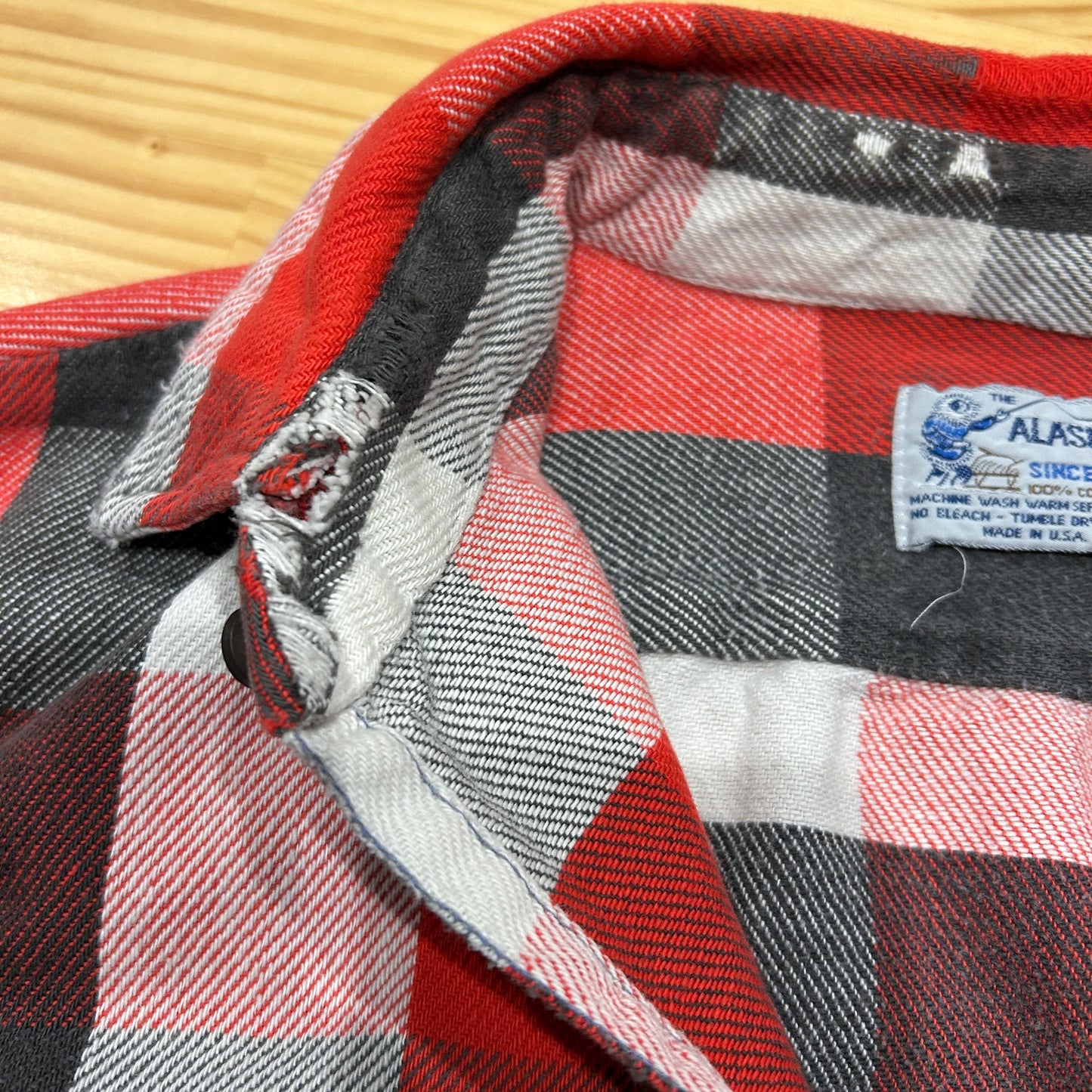 80's ALASKAN flannel shirt アラスカン ネルシャツ ブロック チェック 赤 グレー 白 (不明)/B2901SH-SO
