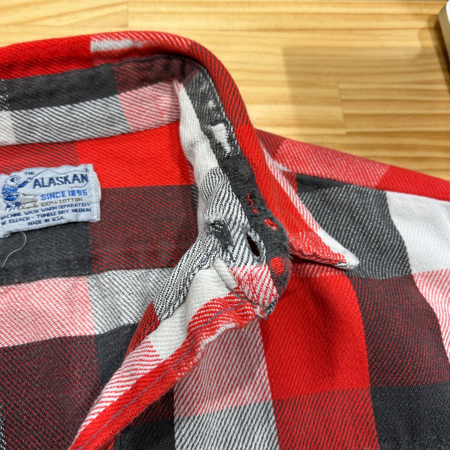 80's ALASKAN flannel shirt アラスカン ネルシャツ ブロック チェック 赤 グレー 白 (不明)/B2901SH-SO