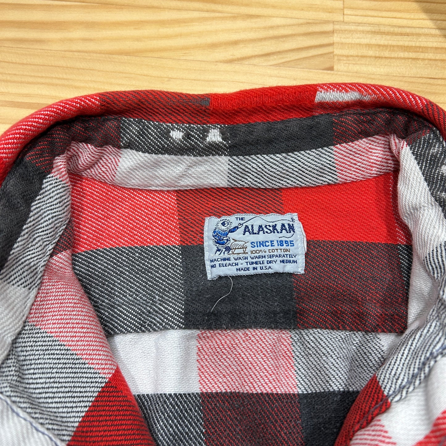 80's ALASKAN flannel shirt アラスカン ネルシャツ ブロック チェック 赤 グレー 白 (不明)/B2901SH-SO