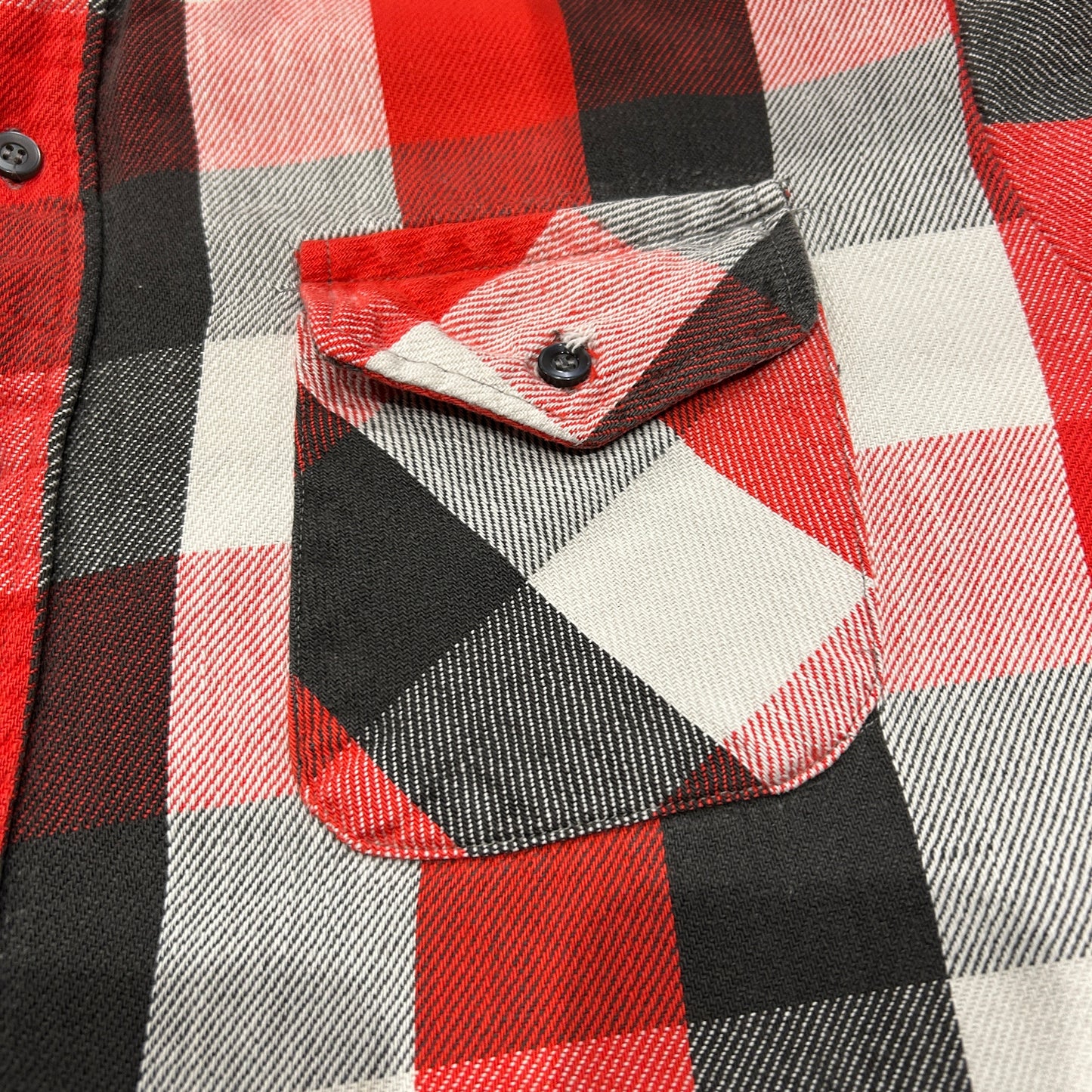80's ALASKAN flannel shirt アラスカン ネルシャツ ブロック チェック 赤 グレー 白 (不明)/B2901SH-SO