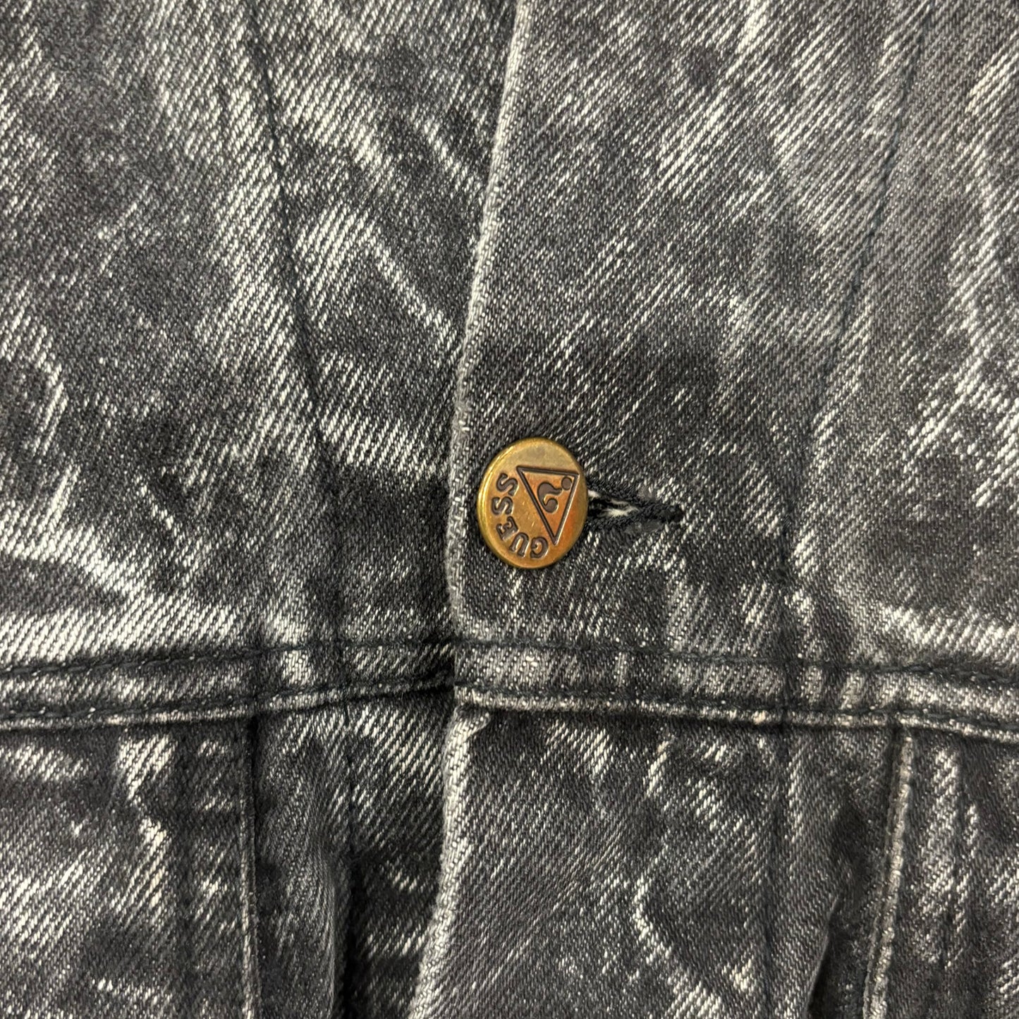 00's Guess ウォッシュ加工 デニムジャケット 黒 (XL)/A8490J-SO