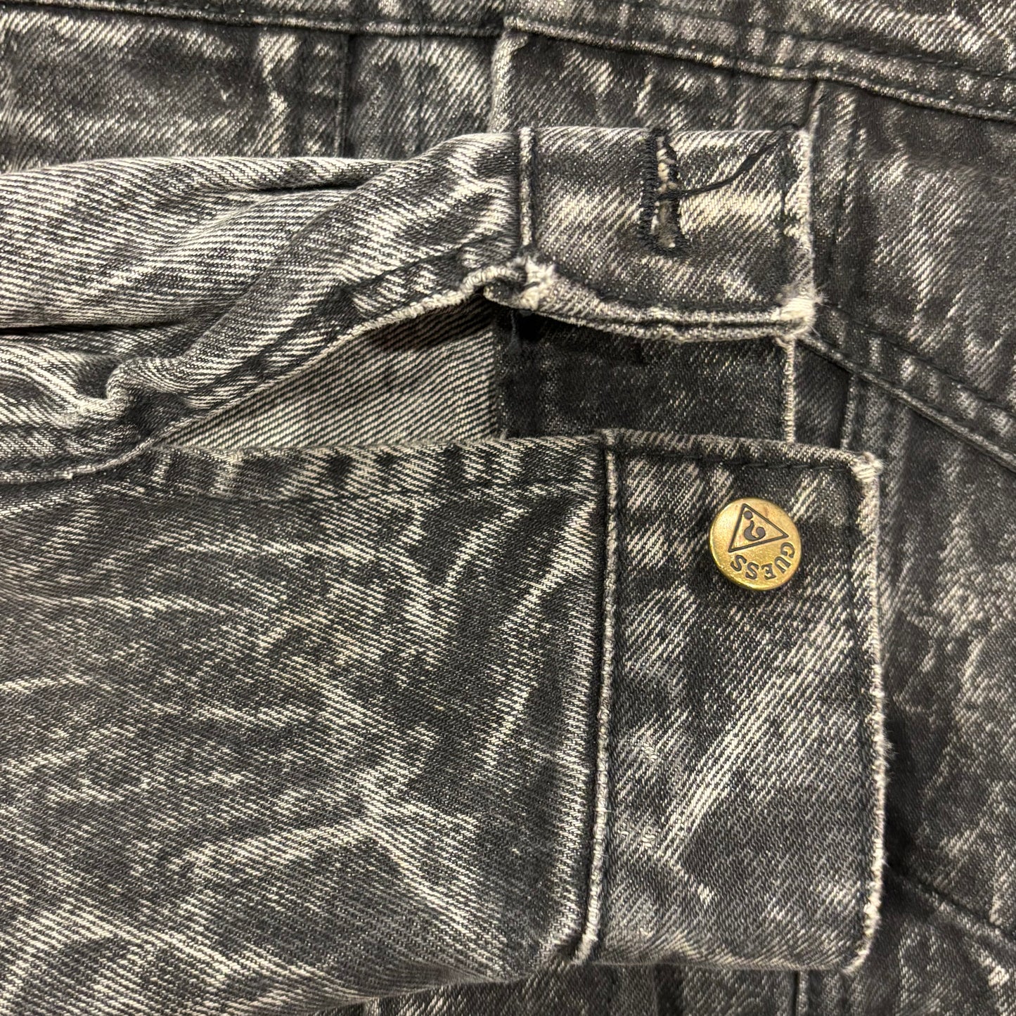 00's Guess ウォッシュ加工 デニムジャケット 黒 (XL)/A8490J-SO