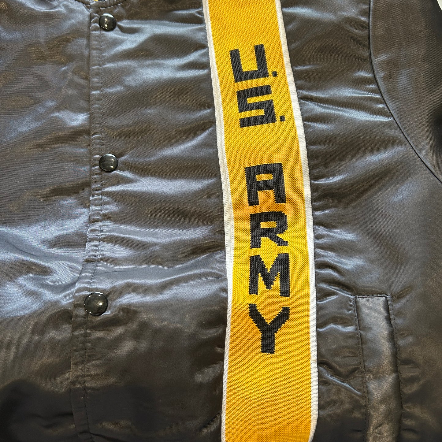 90's ブランド不明 U.S.ARMY ナイロンスタジャン 黒 (M)/A5329O-SO