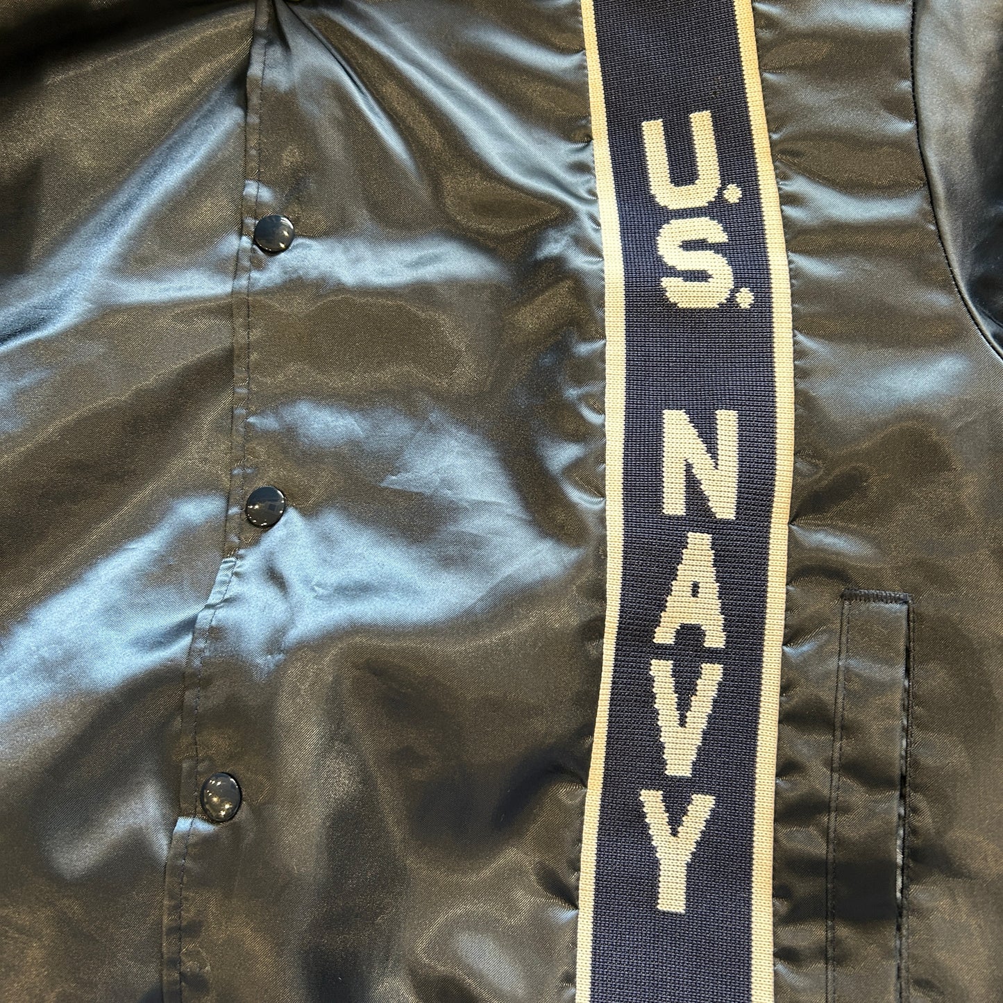 90's Swingster U.S.NAVY ナイロンスタジャン ミリタリー 紺(L)/A8364O-SO