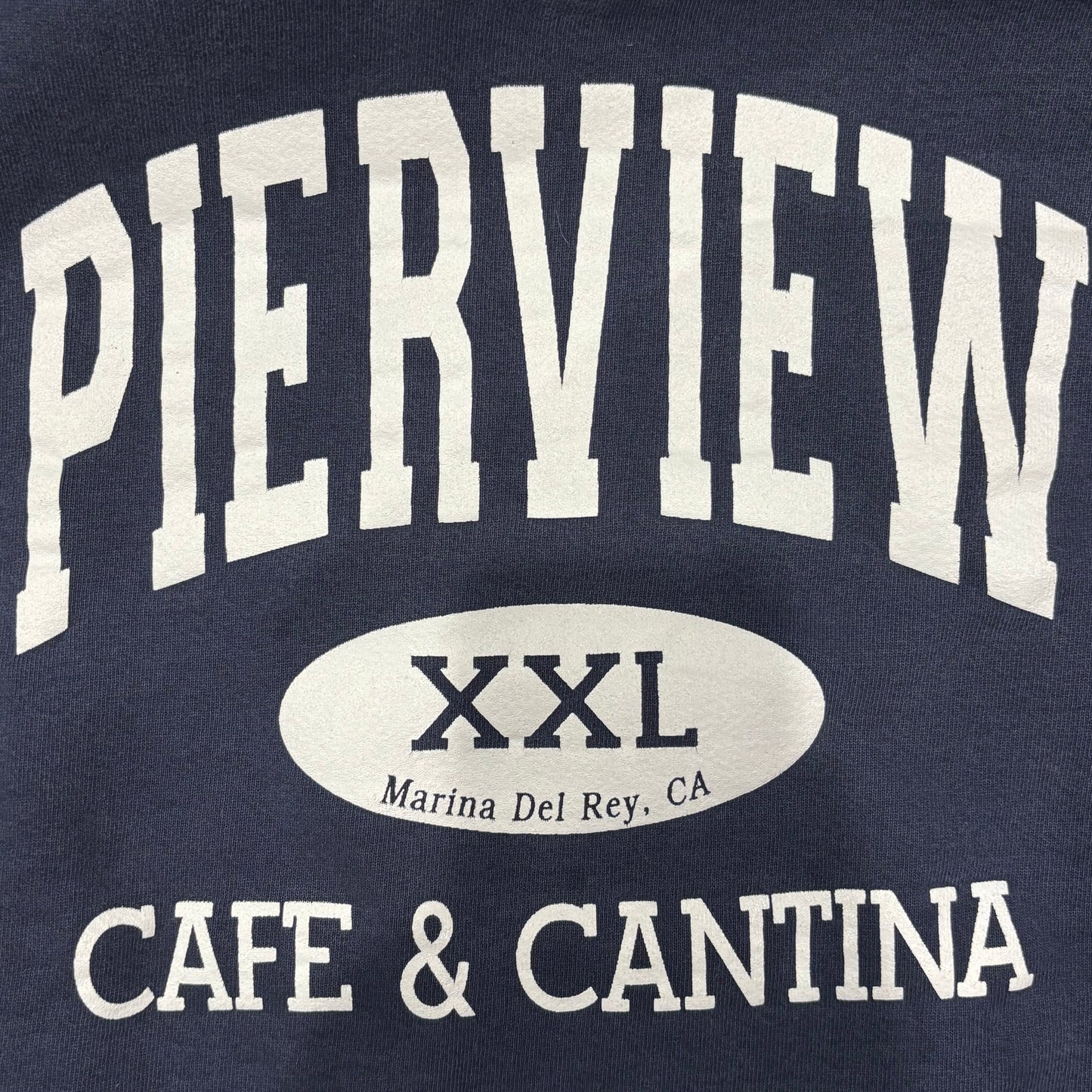 90's Soffe "PIERVIEW" Cafe & Cantina カレッジスウェット 紺 (XL)/A7902S-SO