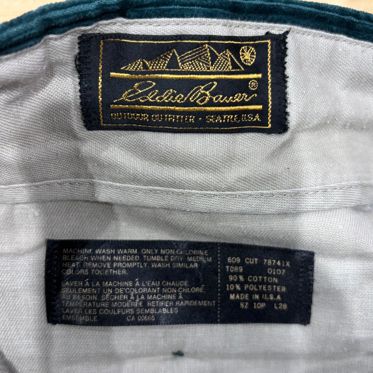 90's Eddie Bauer エディバウアー アウトタック コーデュロイパンツ 緑 (L28)/A4911P-SO