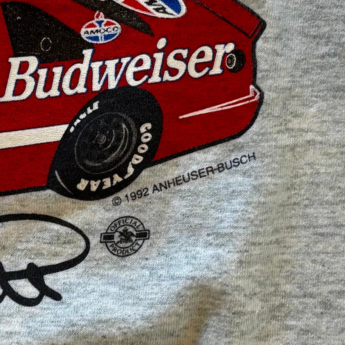 90's Budweiser Bill Elliott Racing T-shirt 白 (XL)/B2036T-SO