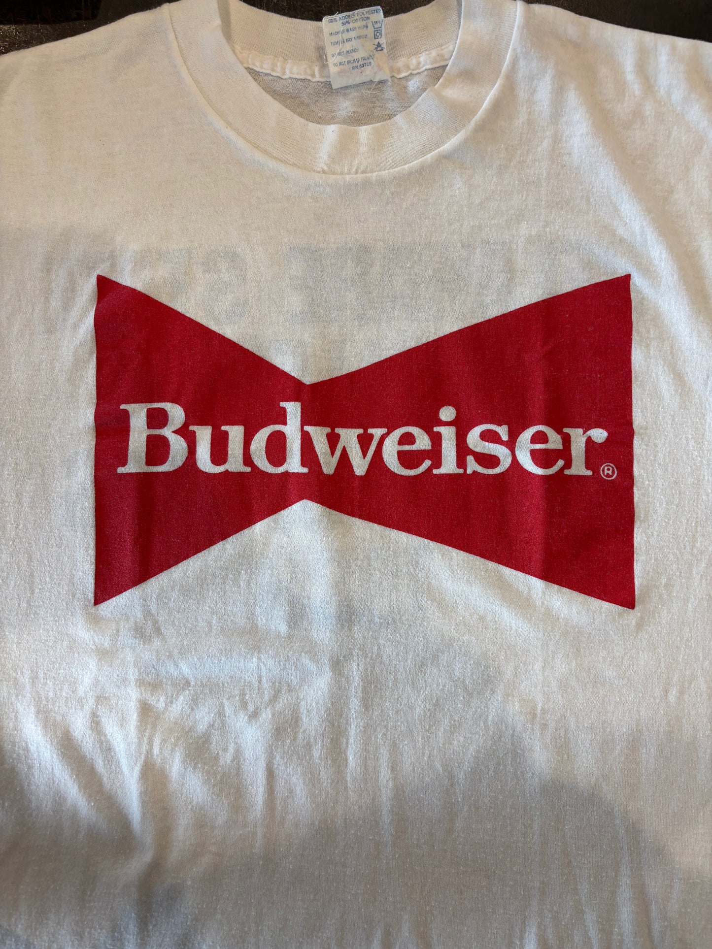 80's Budweiser バドワイザー カレッジTシャツ 白 (L)/A6435T-SO
