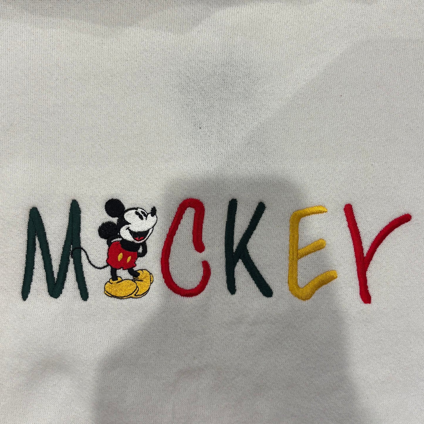 90's Mickey & Co. ミッキーマウス キャラクタースウェット 刺繍 白 (L)/B0081S-SO