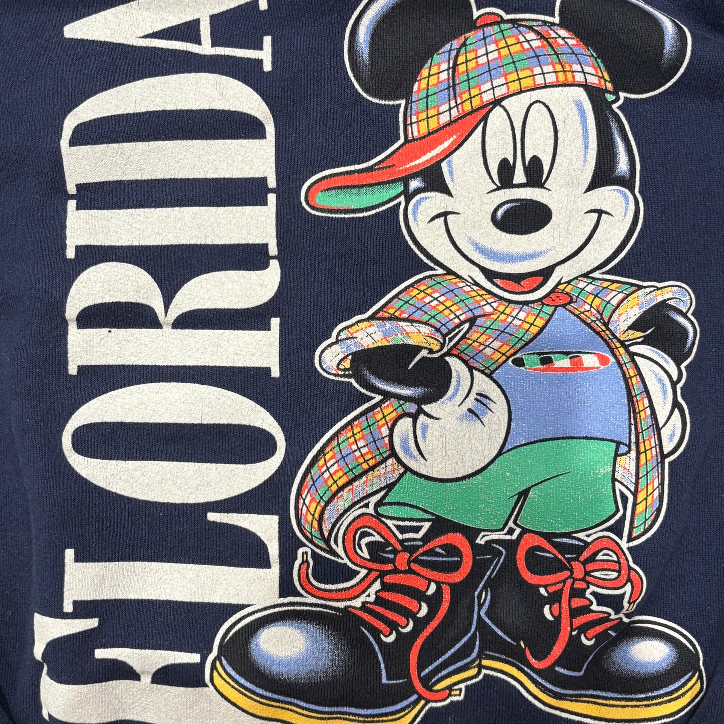 90's Mickey Unlimited "FLORIDA" ディズニー キャラクタースウェット ネイビー (XL)/A7846S-SO