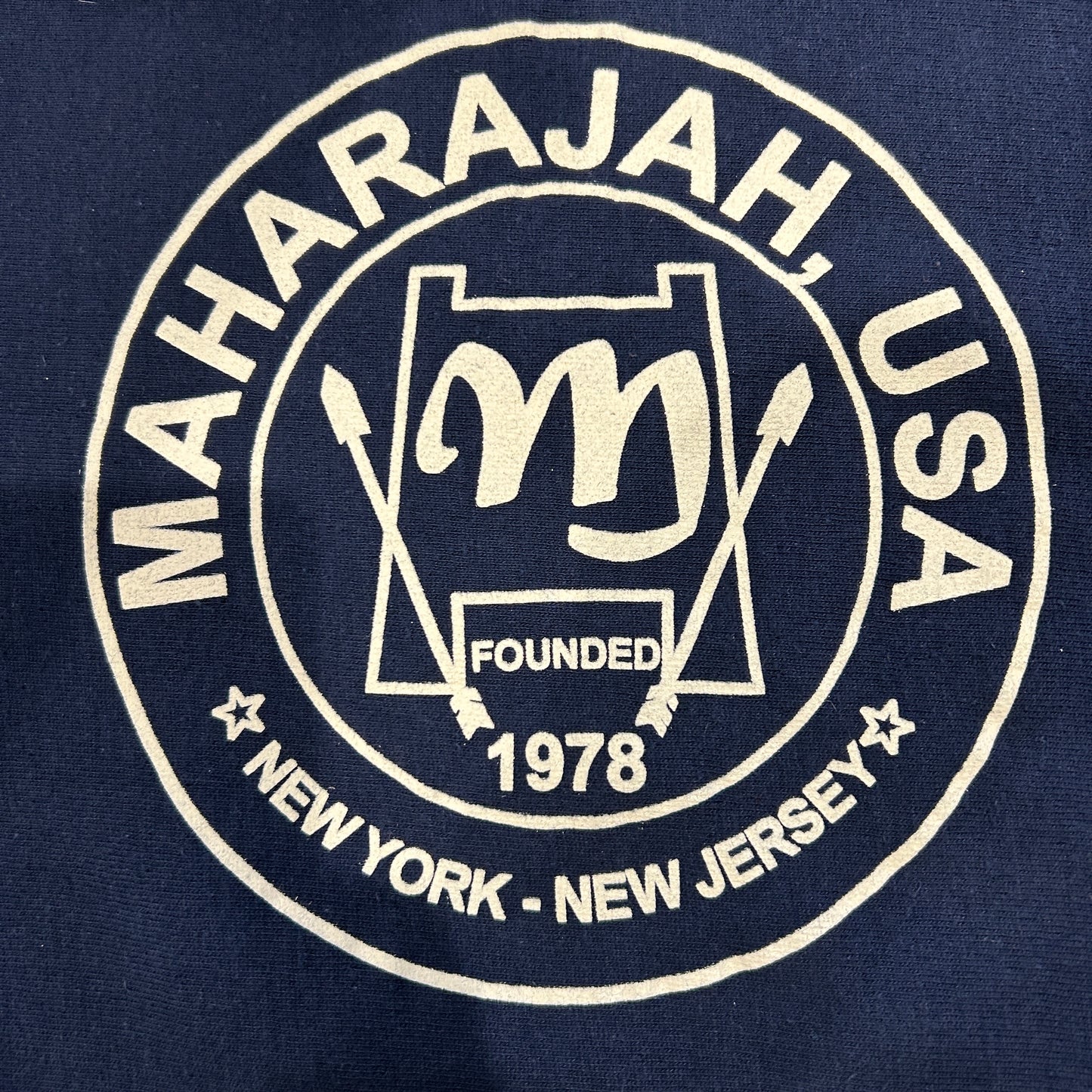 80's MAHARAJAH USA プリントスウェット リバースウィーブタイプ ネイビー(L)/A2247S-SO